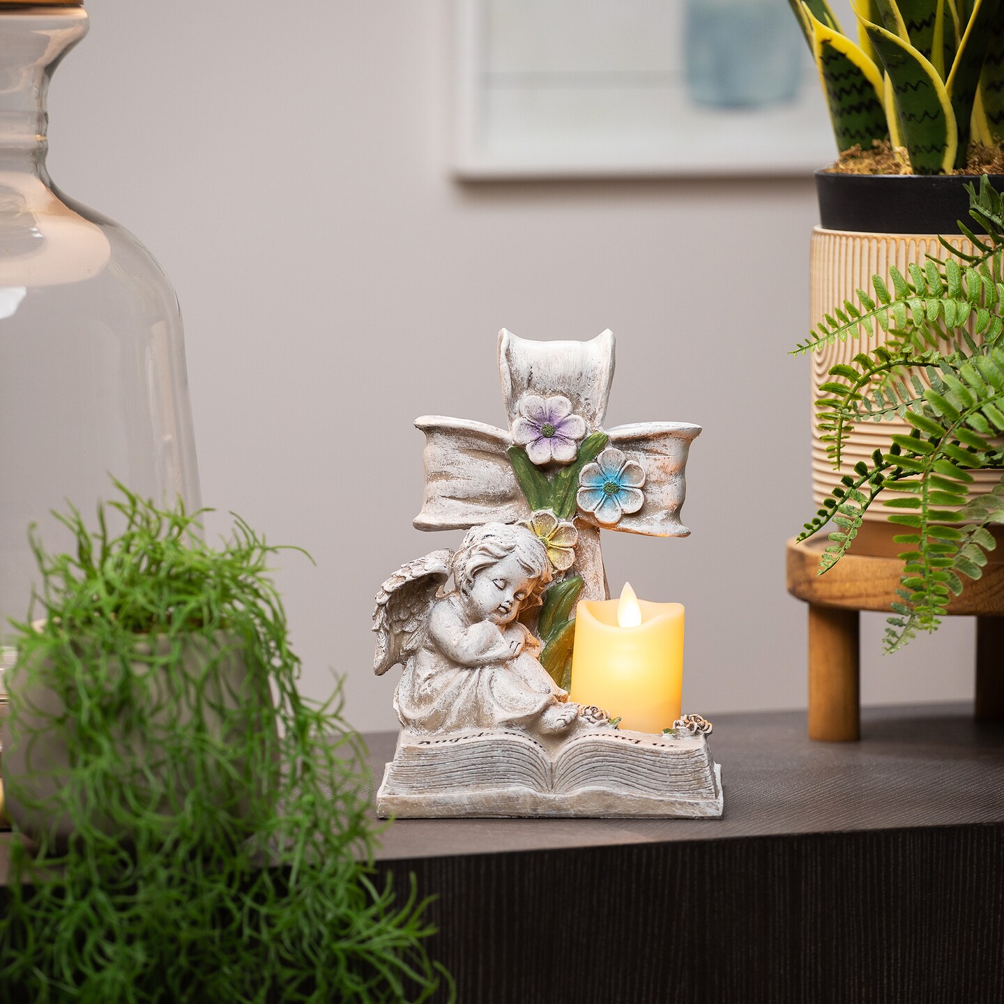 Northlight Angels Walk Among Us Flameless Cherub Candle Holder - 8"