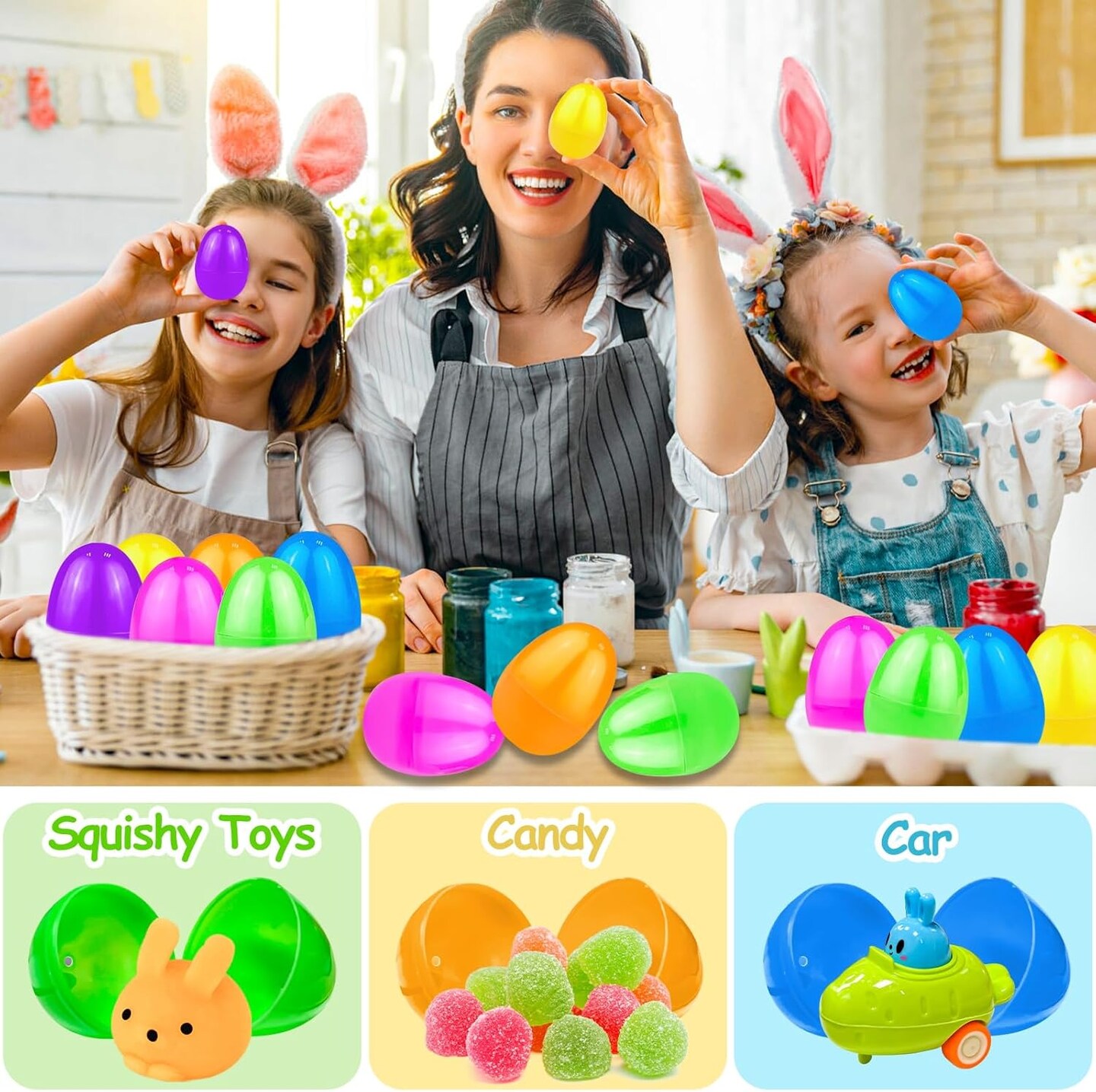 500 Count Plastic Easter Eggs Bulk 6 Colors Easter Eggs Fillable, Easter Basket Stuffer Filler 2.2 Inch Surprise Empty Easter Eggs for Eggs Hunt