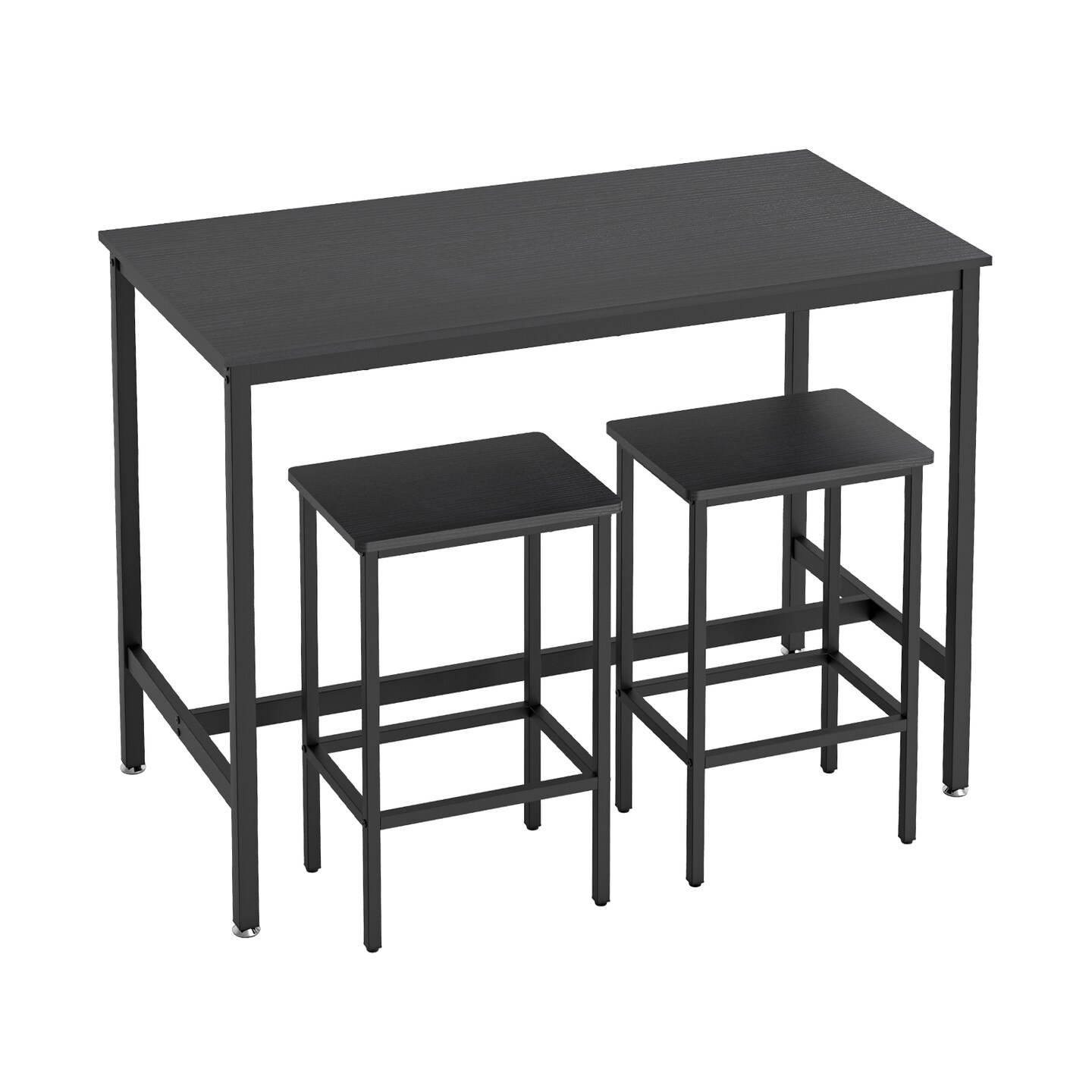 3-Piece Industrial Counter Height Dining Set Breakfast Bar Table with 2 Stools, Space-Saving Kitchen Bistro Set, Adjustable Feet