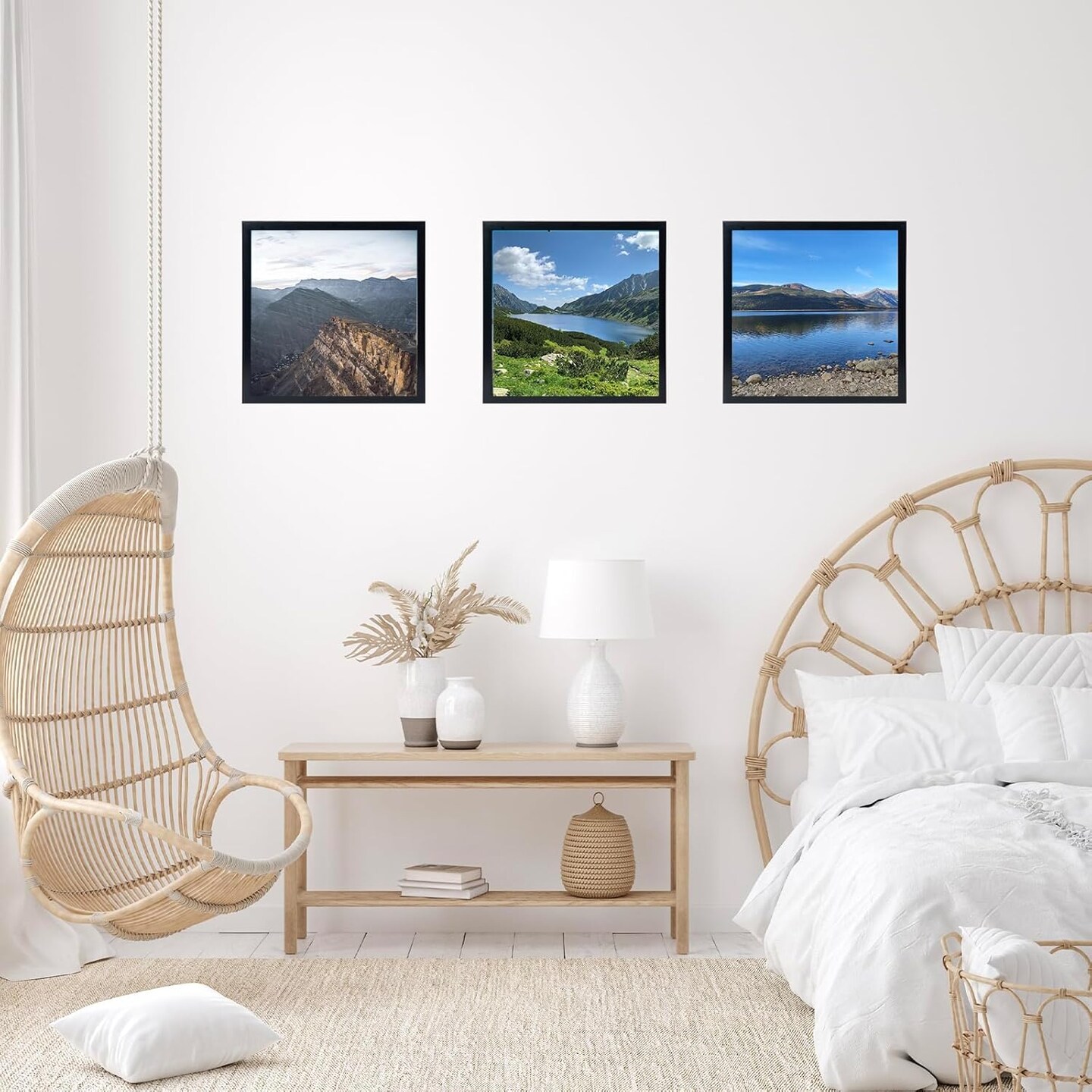 8x8 Picture Frame Set of 4 Black for Wall Hanging or Tabletop, Wall Mounting Horizontally or Vertically, 8 x 8 Square Wall Gallery Poster Photo Frame with Shatter Resistant Plexiglass, 4 Pack, Black
