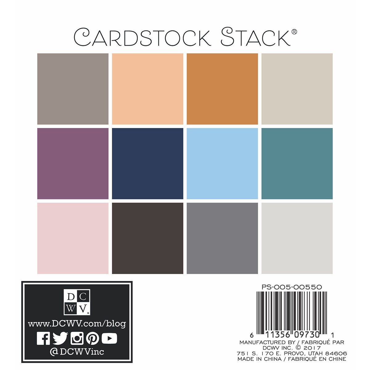 DCWV Single-Sided Cardstock Stack 6"X6" 48/Pkg-Neutrals, 12 Solid Colors/4 Each