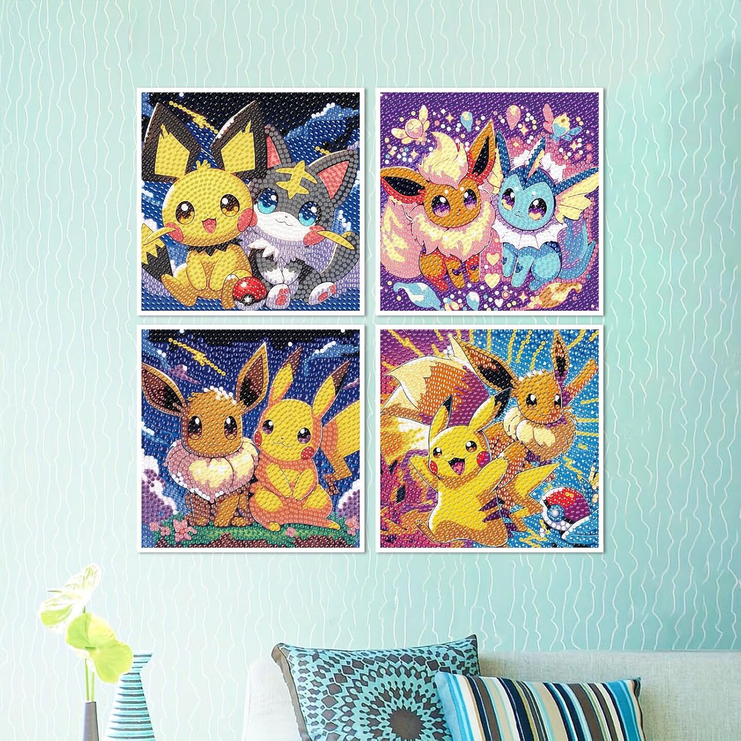4 Packs DIY Cartoon Diamond Art Kits for Adults, Diamond Arts Mosaic Kits for Beginner DIY Diamond Painting Kits