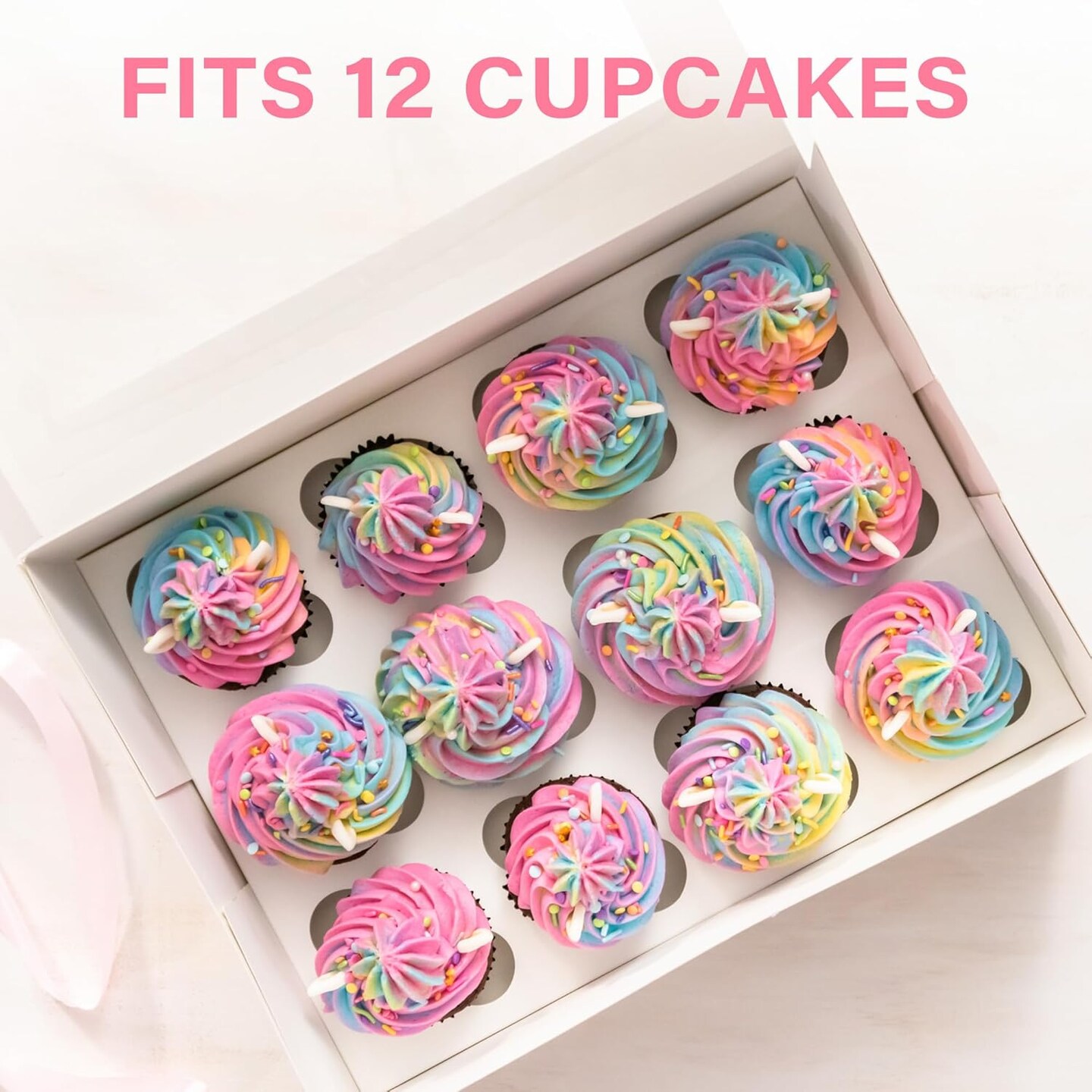 8 Set Cupcake Boxes 12 Count, Cupcake Containers with Window Holding 96 Cupcakes, Food Grade Cupcake Holder, Bakery Pastry Boxes for Birthday Holiday Party, White
