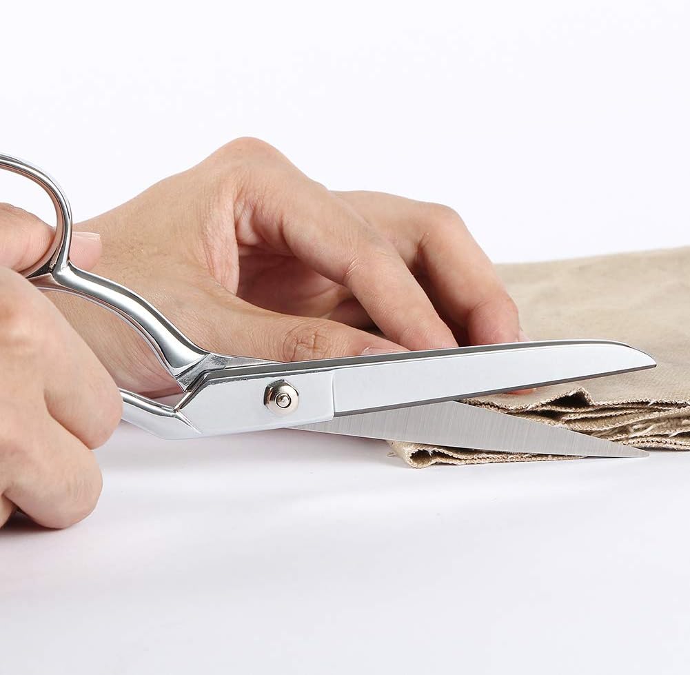 8&#x22; Professional Heavy Duty Tailor Fabric Scissors, Dressmaker Sewing Classic Stainless Steel Ultra Sharp Forged Shears, Bent