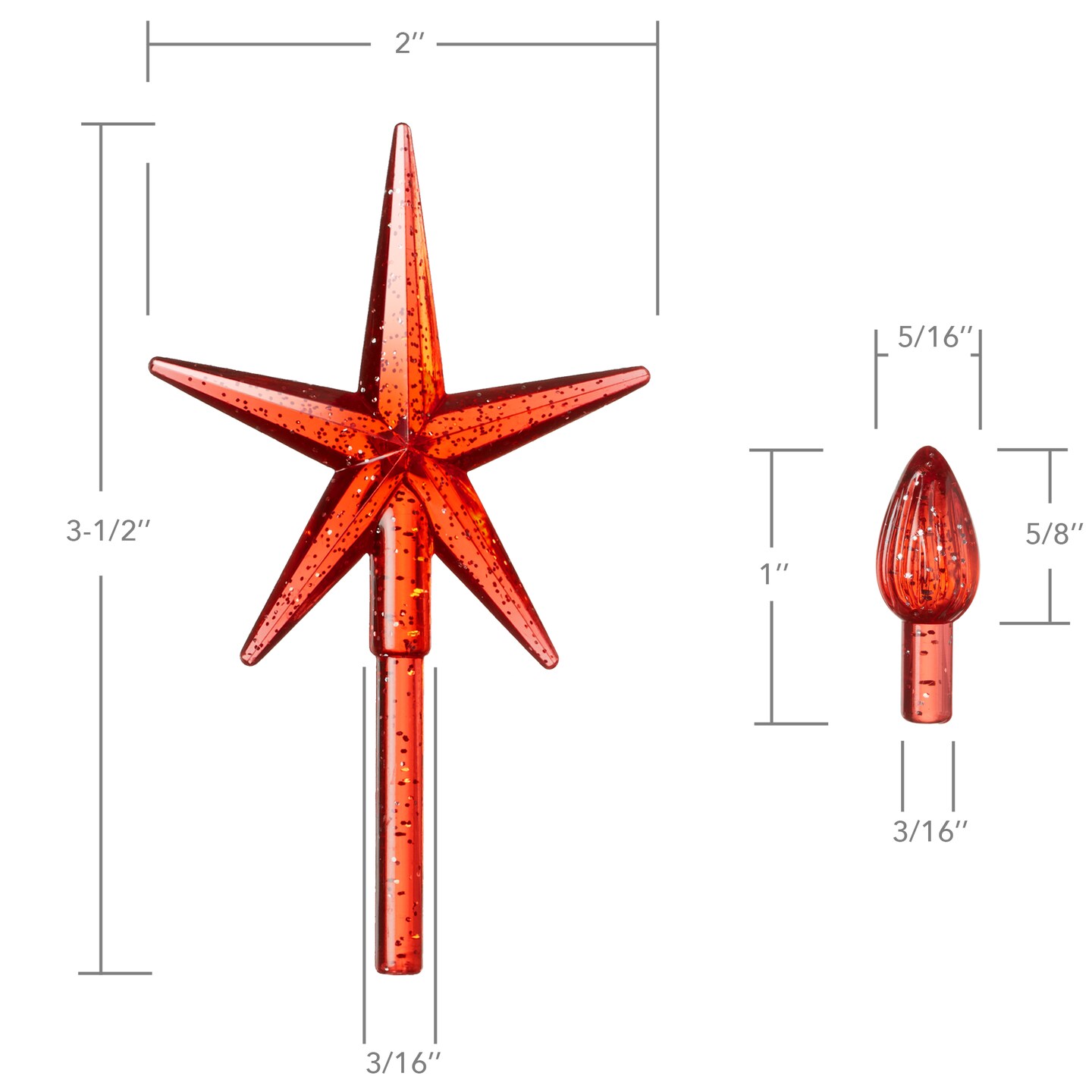 Casafield Ceramic Christmas Tree Replacement Lights - 108 Multi-color with Glitter Bulbs and 3 Star Toppers