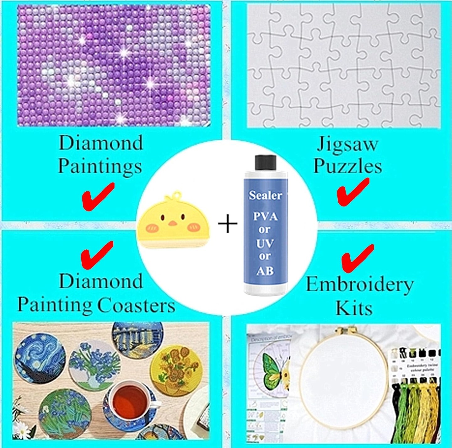 Diamond Painting Tool Accessories Brush Applicator, Protection for Your Diamond Art Kits and Diamond Art Coasters Faster and Better, Easier to Spread The Glue (1 Pcs)