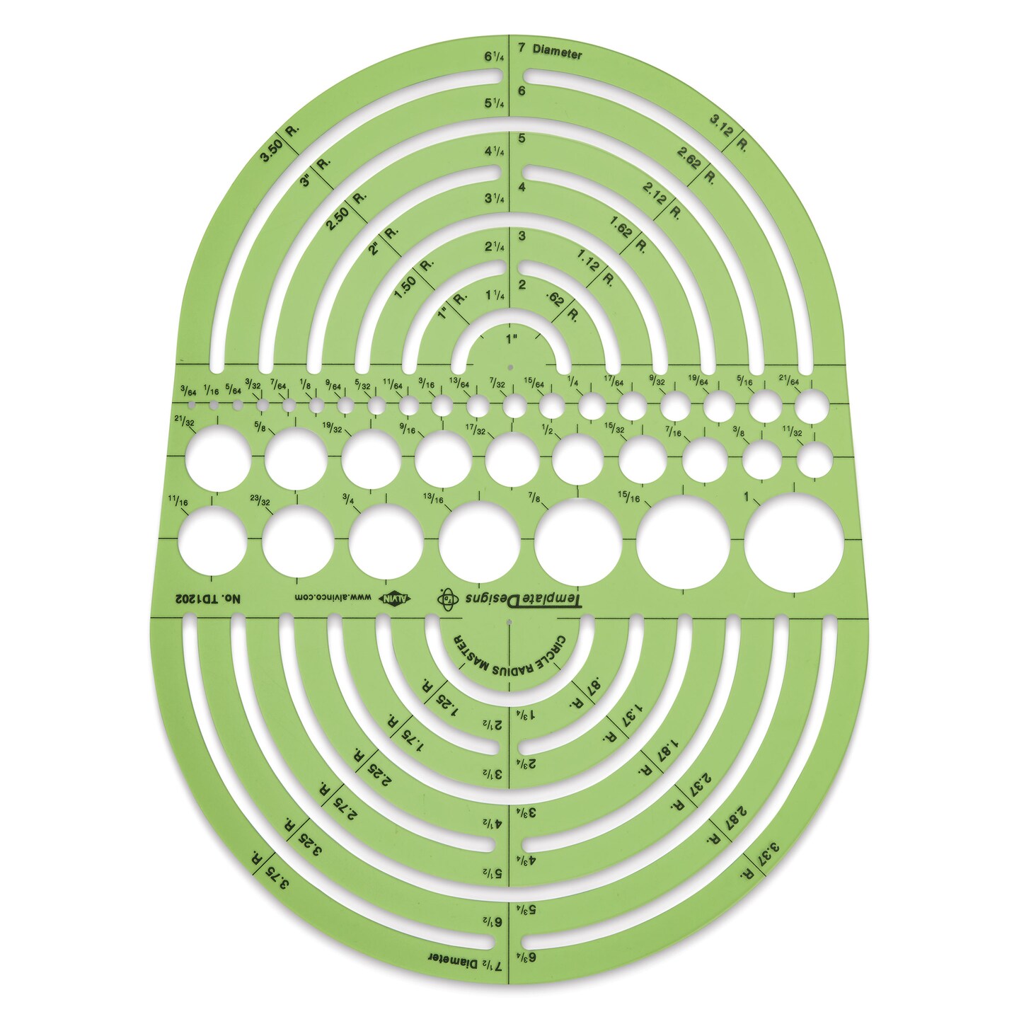 Alvin Templates - Circle Radius Master, 5-1/2&#x22; x 11-1/2&#x22;