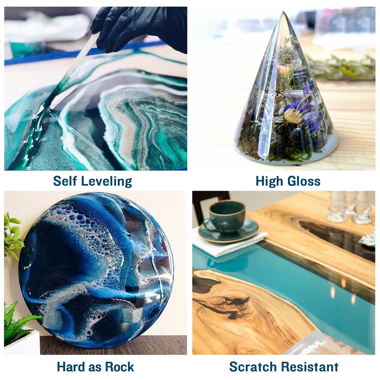Teexpert Deep Pour Epoxy Resin, 51oz Epoxy Resin Kit for 2-4&#x22; Pour Depths, Crystal Clear &#x26; High Gloss, Bubble-Free Casting Resin for Flower Preservation, River Tables and Mold Crafts - 2:1 Mix Ratio