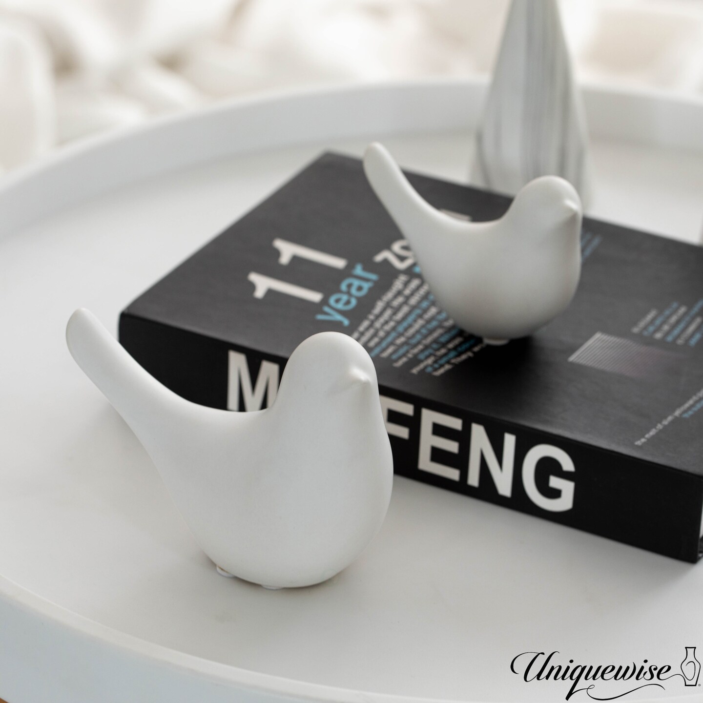 Uniquewise White Ceramic Bird Statue