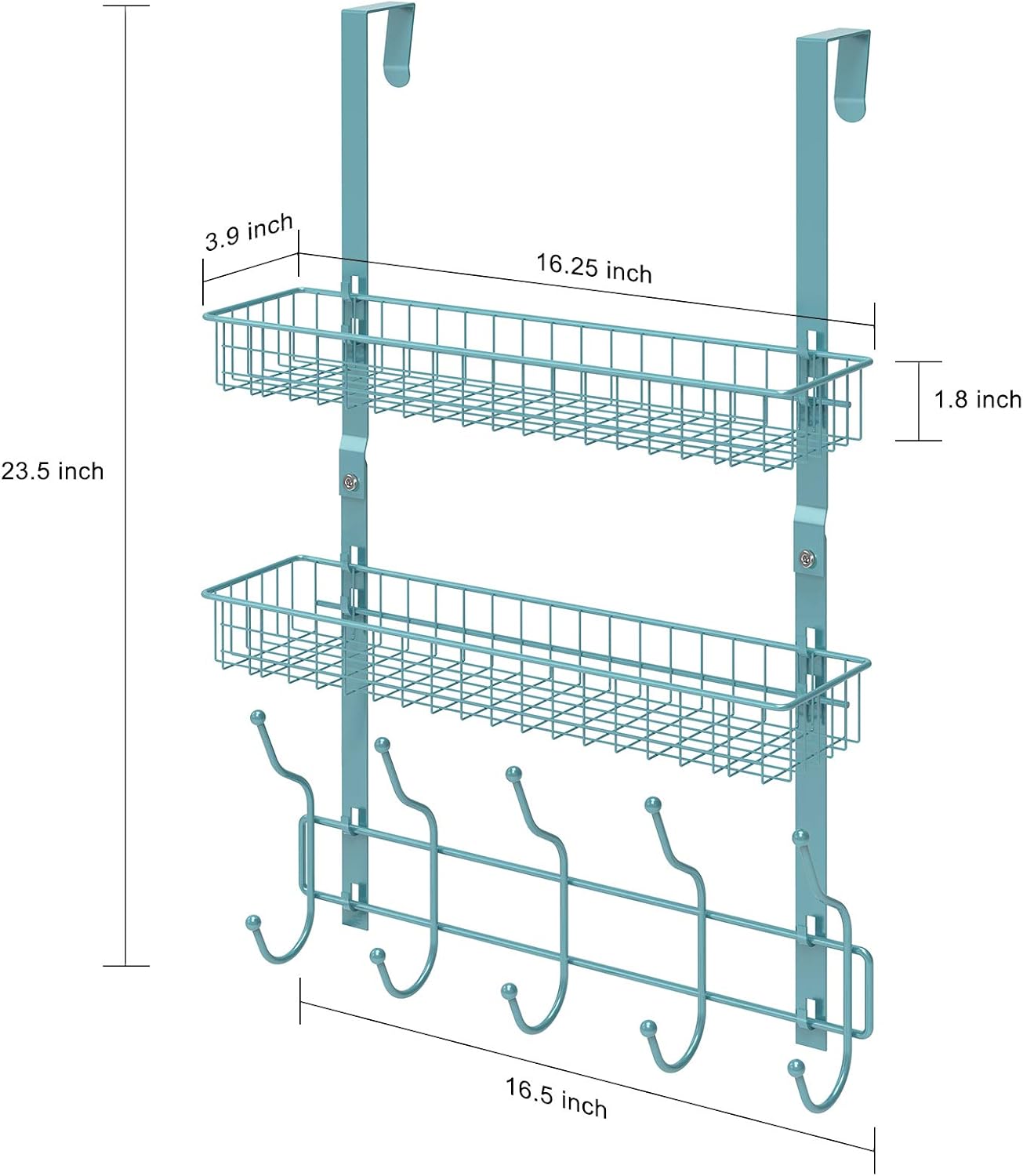 Over The Door metal Storage Rack Coat Hook Shelf Bathroom Office
