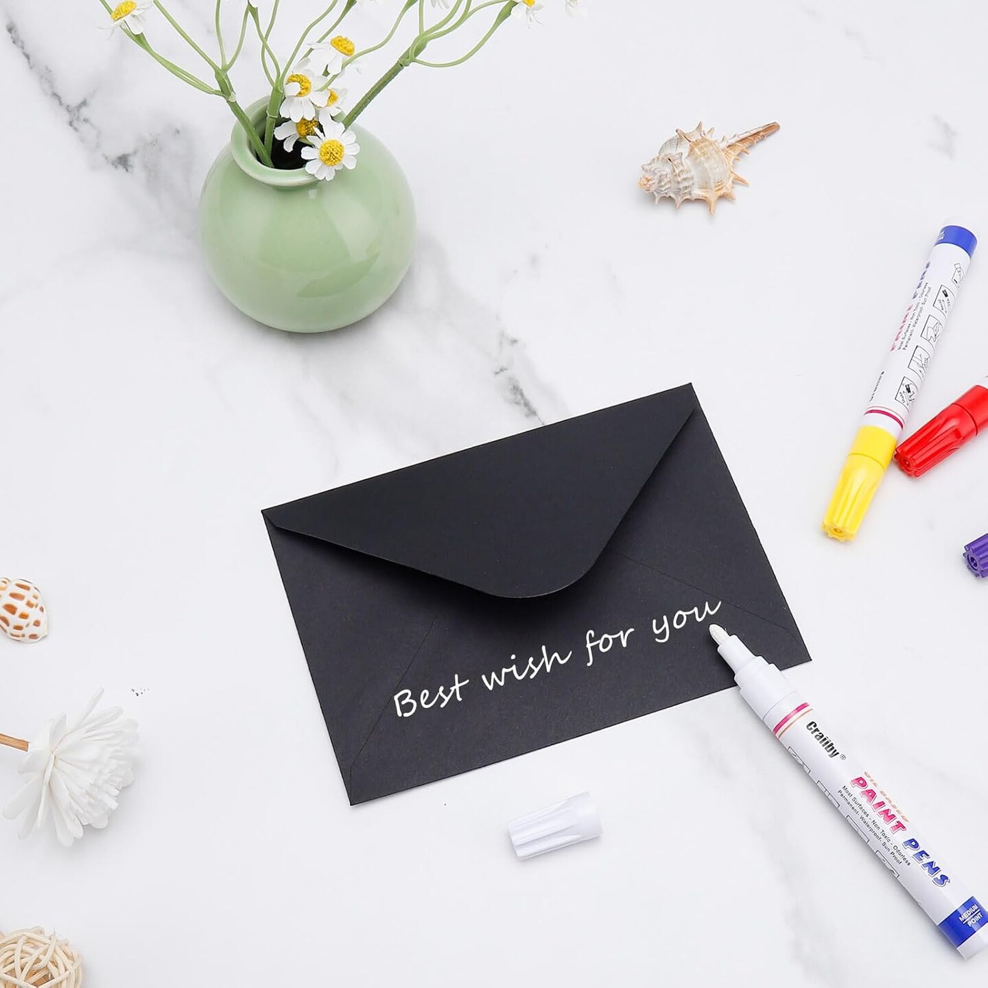 White Paint Markers, 2 Pack Oil-Based Waterproof Quick Dry Permanent Paint Pen Set