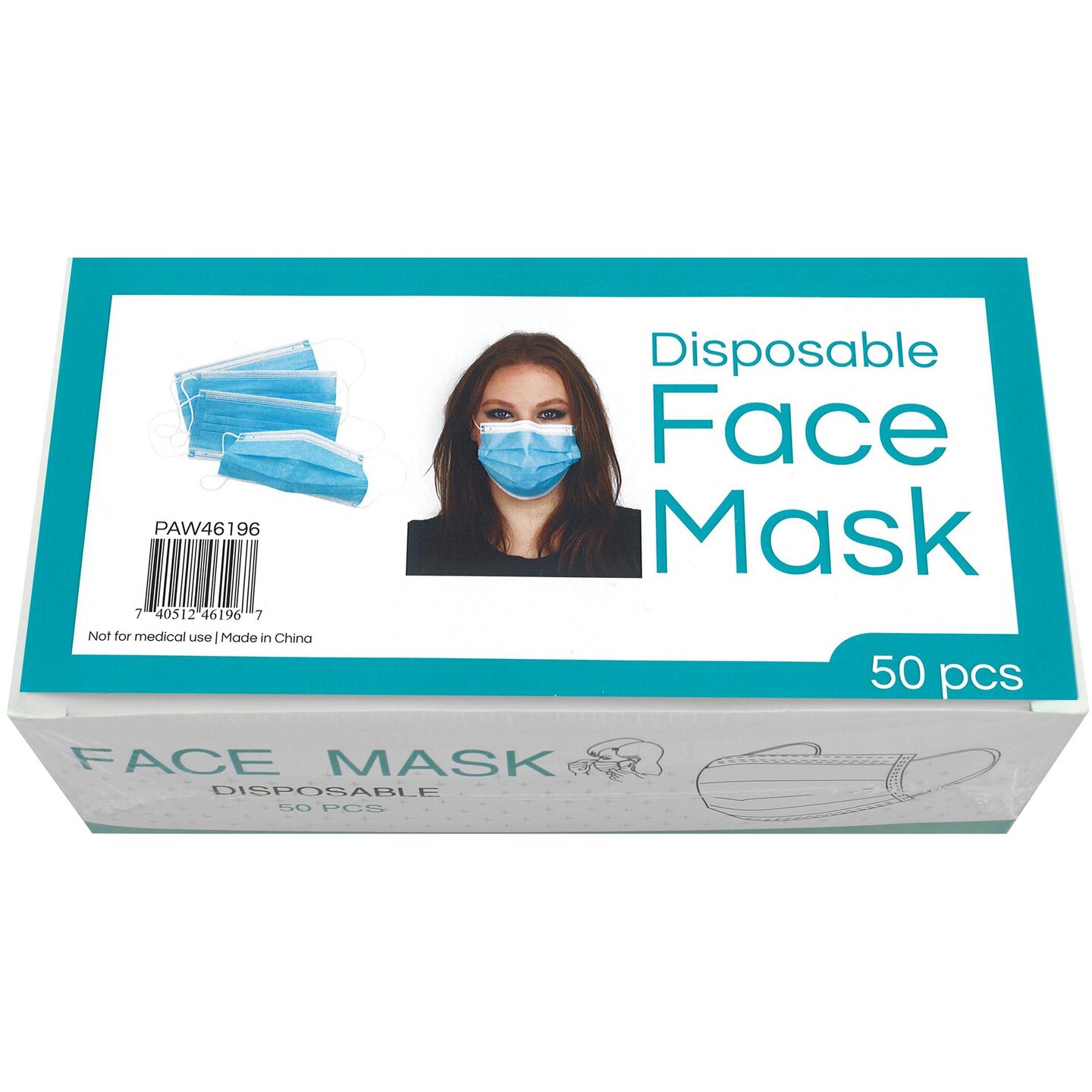 PA Essentials Disposable Face Masks &#x2013; 50 Pack for Adults, Breathable 3-Ply Face Mask, Comfortable &#x26; Lightweight Disposable Masks