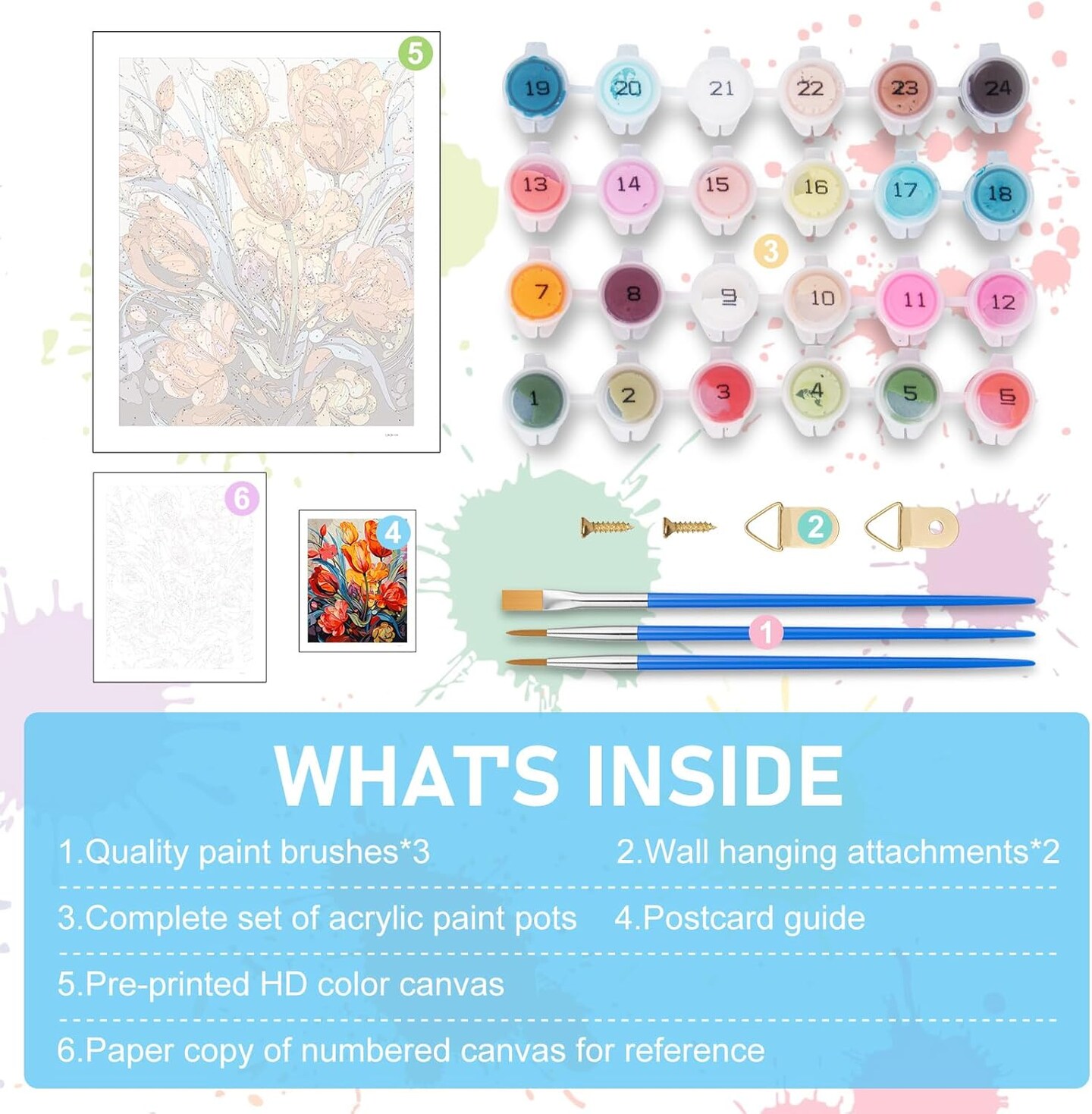 Paint by Numbers Kit for Adults- Flowers Adult Paint