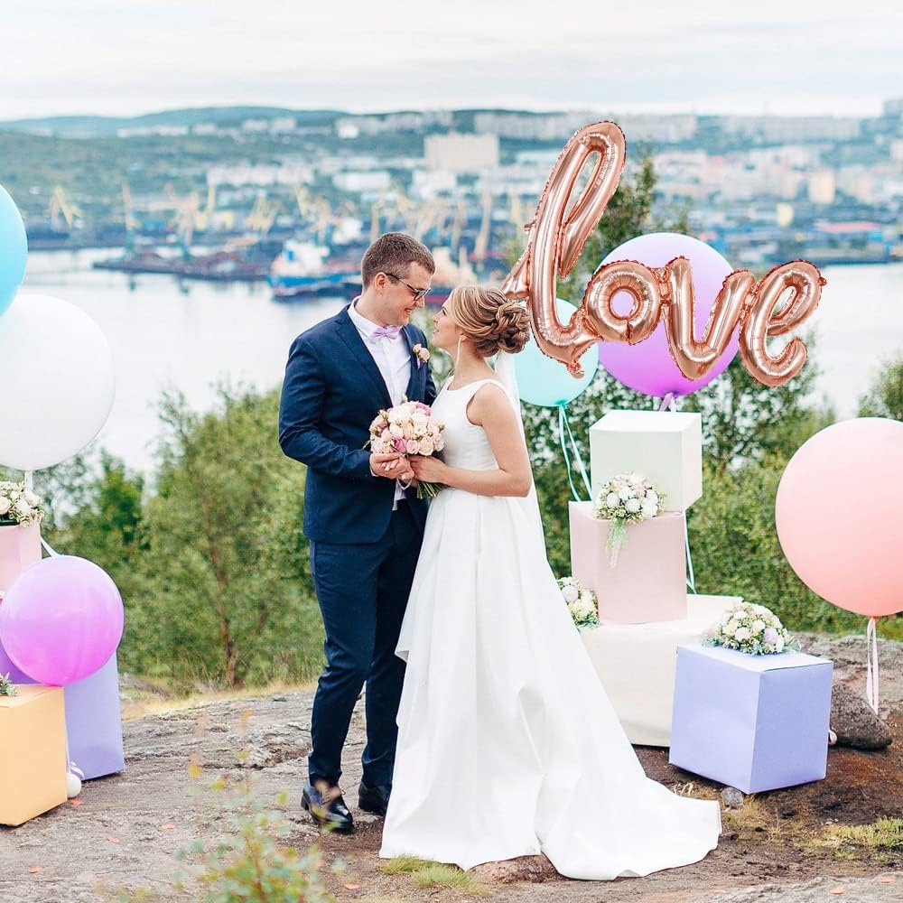 Large Rose Gold LOVE Foil Balloons Banner,42 Inch Mylar Foil Letters Balloons Reusable Material for Romantic Valentine&#x27;s Day Wedding Bridal Shower Anniversary Engagement Party Decorations