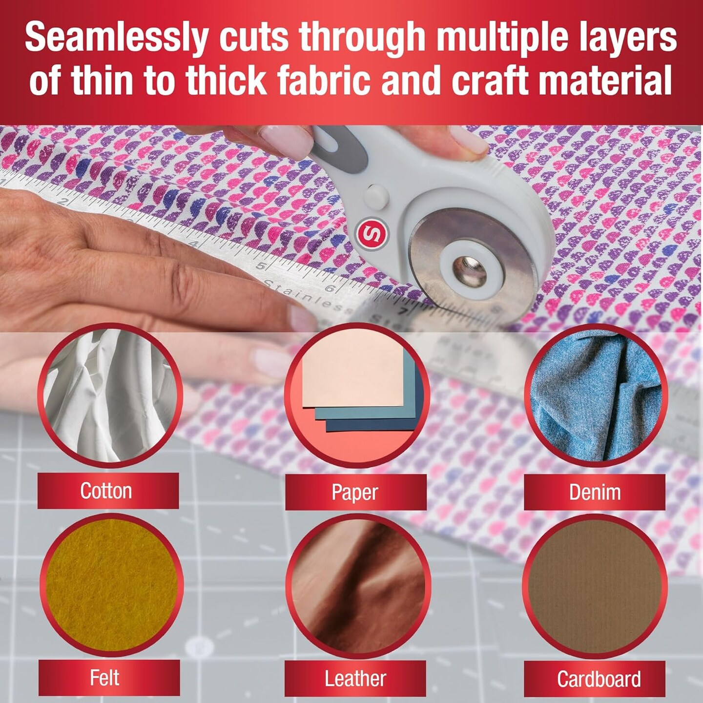 Quilting Tool Kit with 24-Count Fabric Clips, 24-Inch Folding Ruler, and 45mm Rotary Cutter - Quilting Supplies for Patternmaking, Sewing, Fabric Work