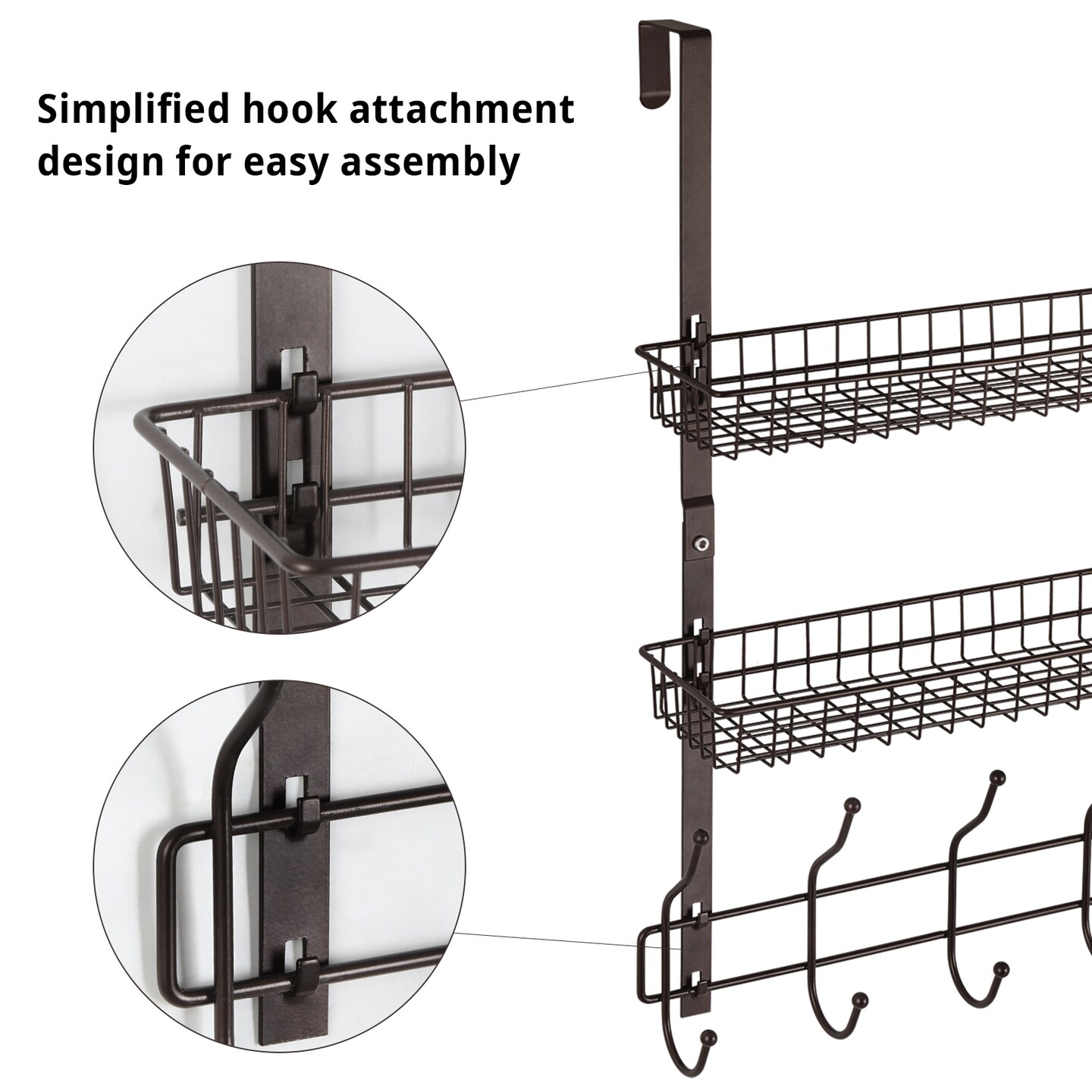 Over The Door metal Storage Rack Coat Hook Shelf Bathroom Office