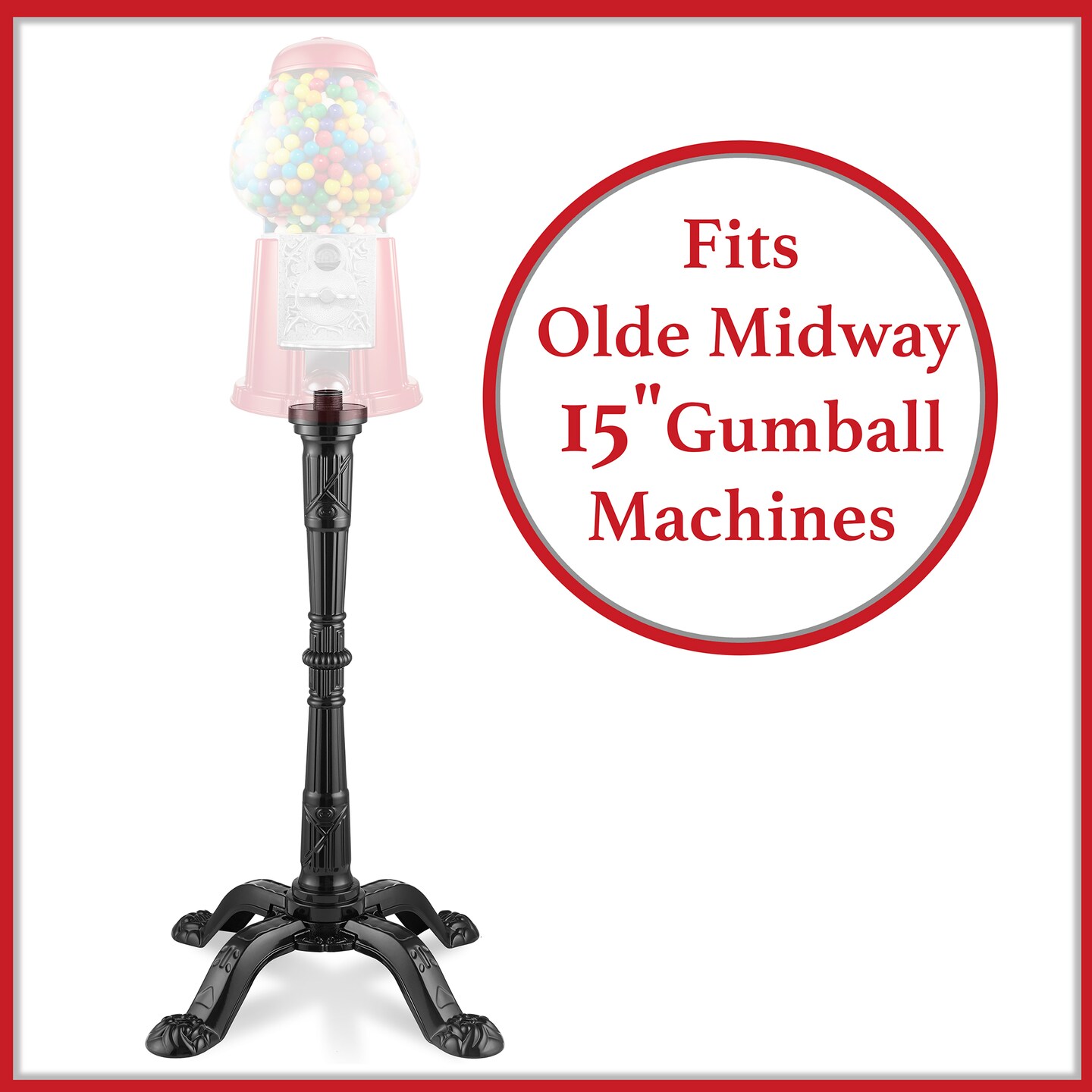 Olde Midway Gumball Machine Stand for 15&#x22; Vintage-Style Candy Dispensers