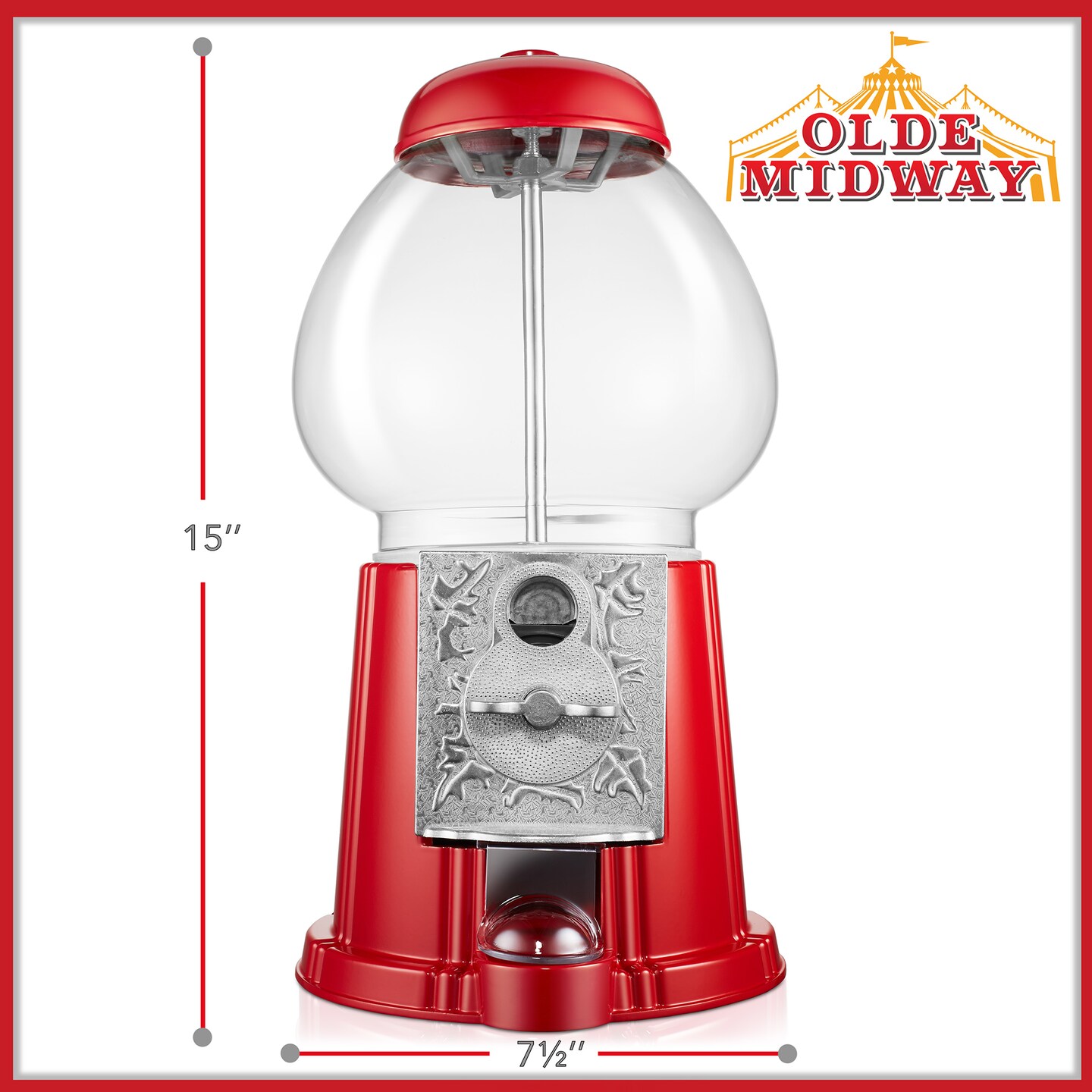 Olde Midway Gumball Machines with Glass Globe and Metal Base, Vintage-Style Bubble Gum Candy Dispenser