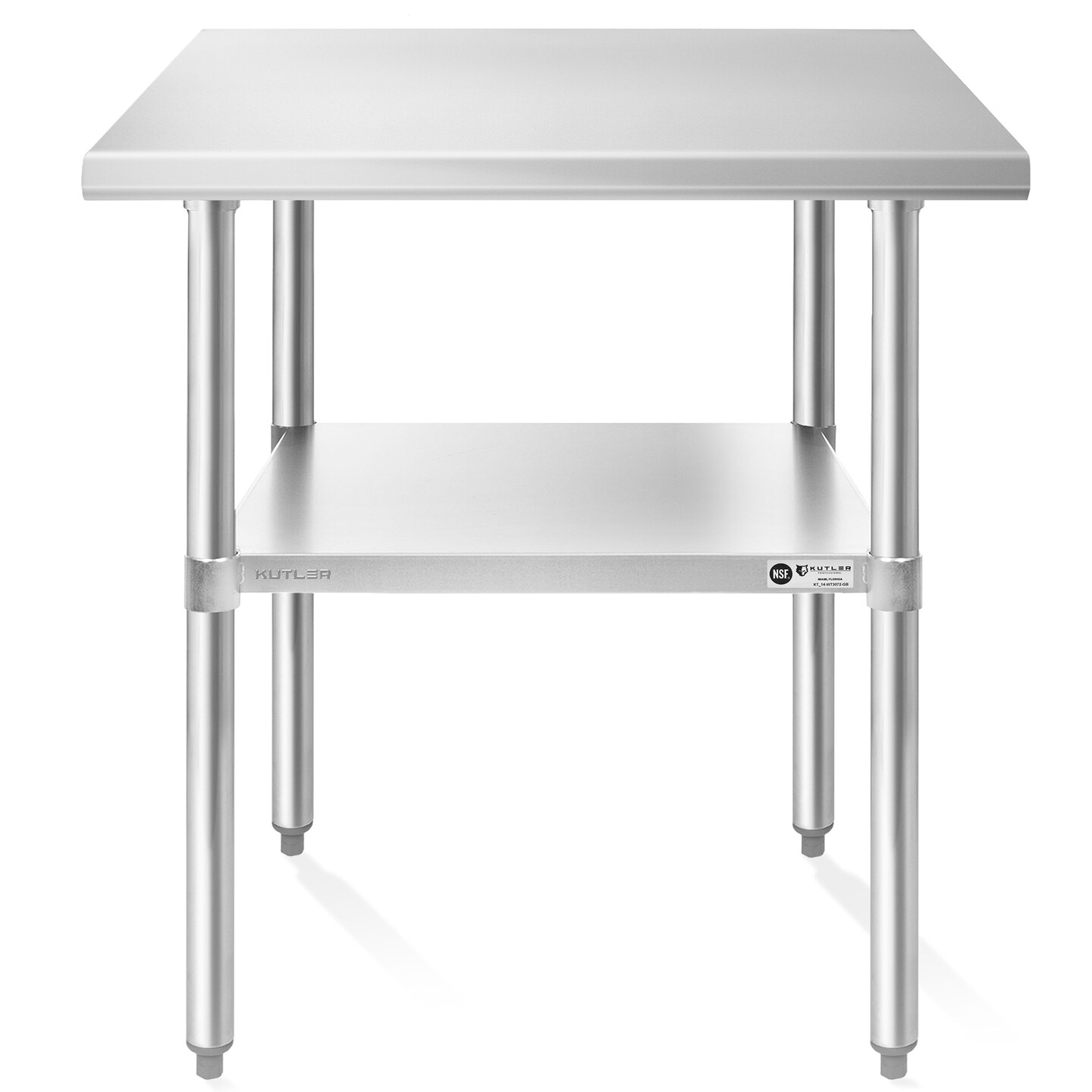 KUTLER Stainless Steel Table, NSF Heavy Duty Commercial Kitchen Prep and Work Table with Undershelf for Restaurant, Hotel, Home