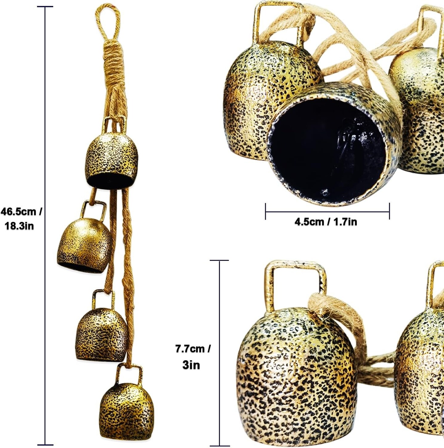 Christmas Bells for Decoration, Gold Vintage Bells, Brass Christmas Bells for Door Garland Christmas Tree - Gifts for Women