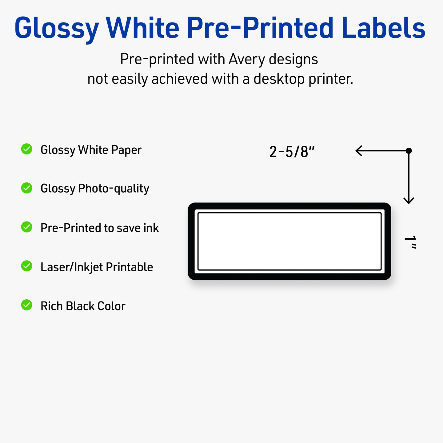 Avery&#xAE; Printable Rectangle Labels with Sure Feed&#xAE; Technology, Double Black Border Design, 1&#x22; x 2-5/8&#x22;, Glossy White Permanent Labels, Laser/Inkjet, 160 Total, Great for Address Labels