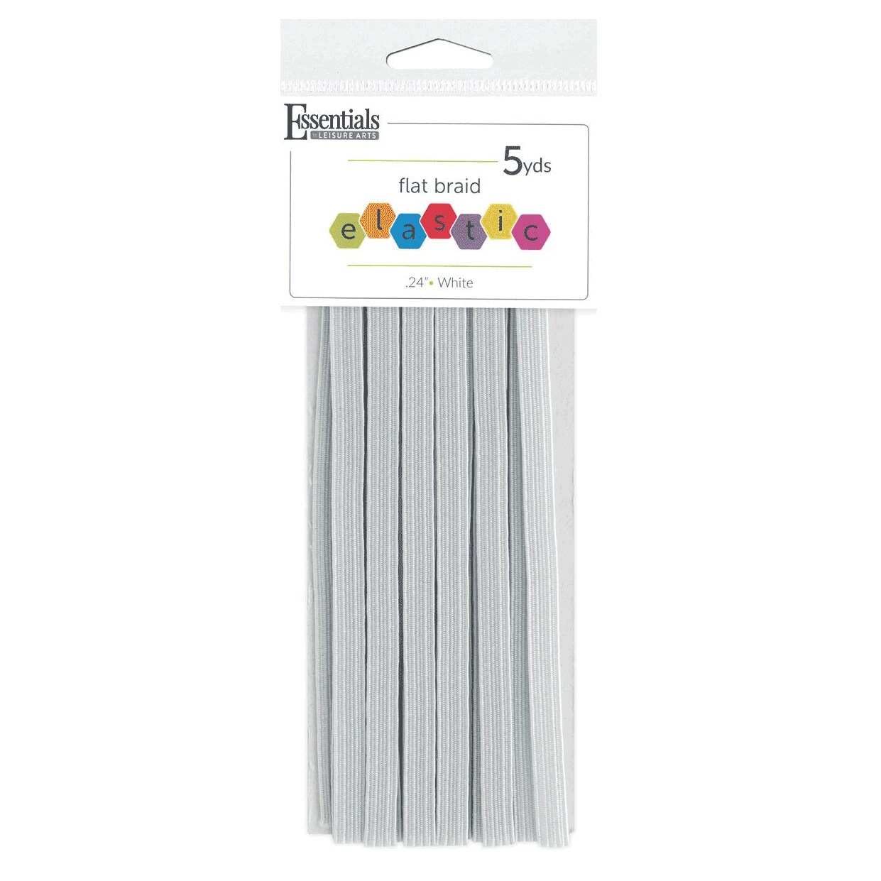 EBL Elastic Flat Braid .24"x5yd White – Sewing Elastic Band for Waistbands, Crafts, DIY Projects, Elastic Cord for Masks, Garments, and Stretch Fabric Repairs