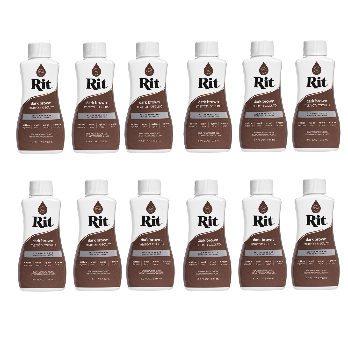Multipack of 12 - Rit Dye Liquid-Dark Brown