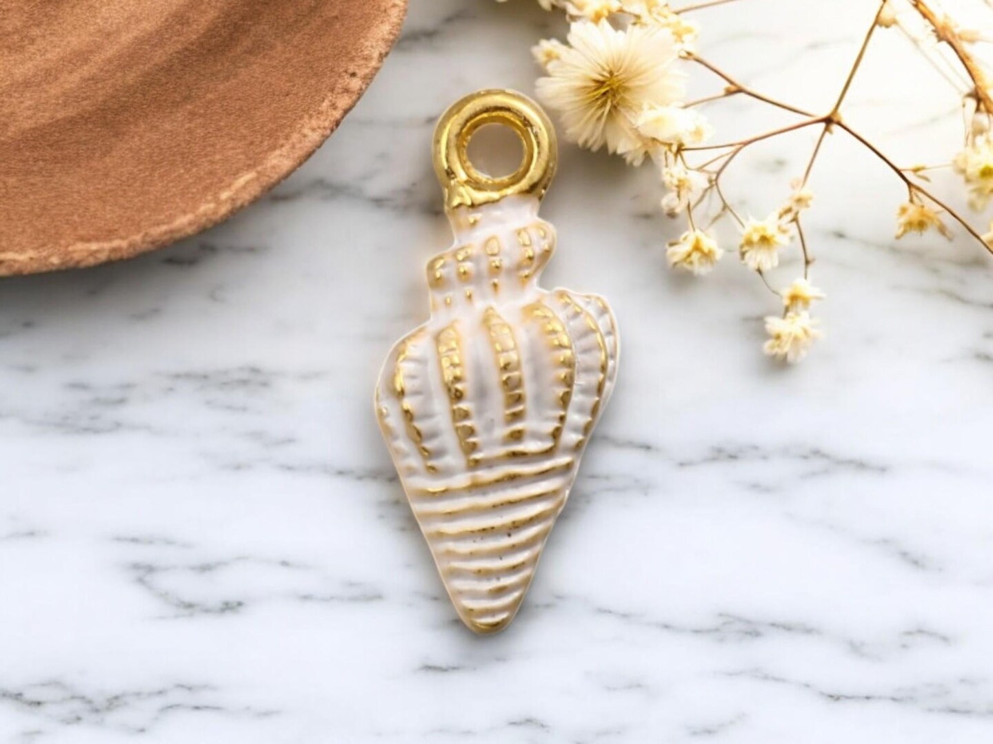 19x8mm Gold Plated Enamel Conch Shell Charms - Choose Your Color