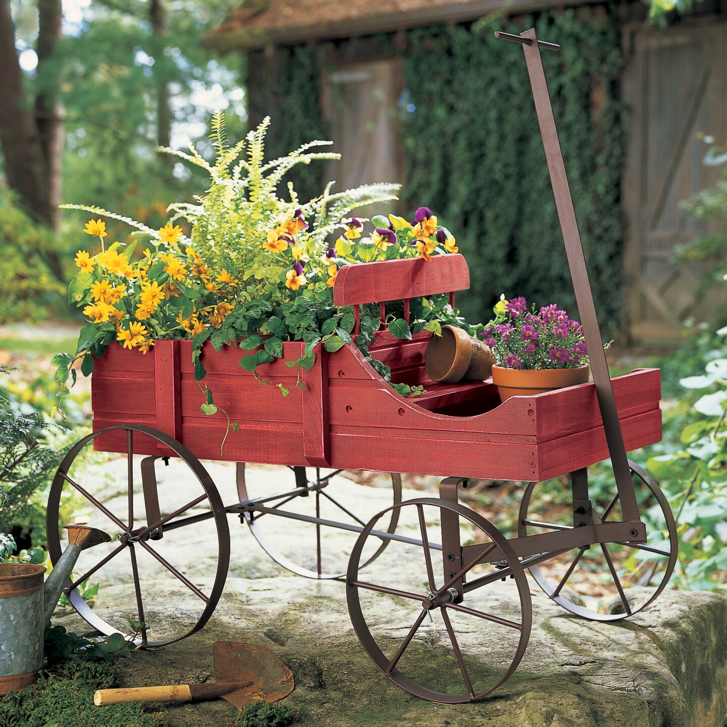 Collections Etc  Wagon Decorative Indoor / Outdoor Garden Backyard Planter