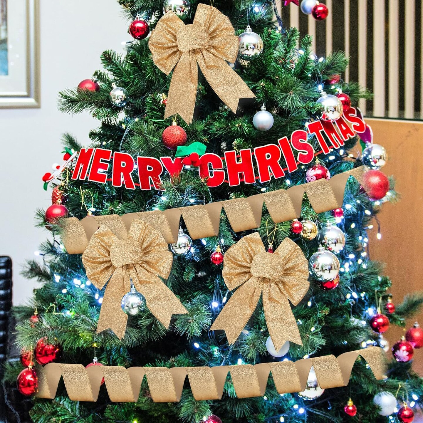 Gold Christmas Ribbon Wired