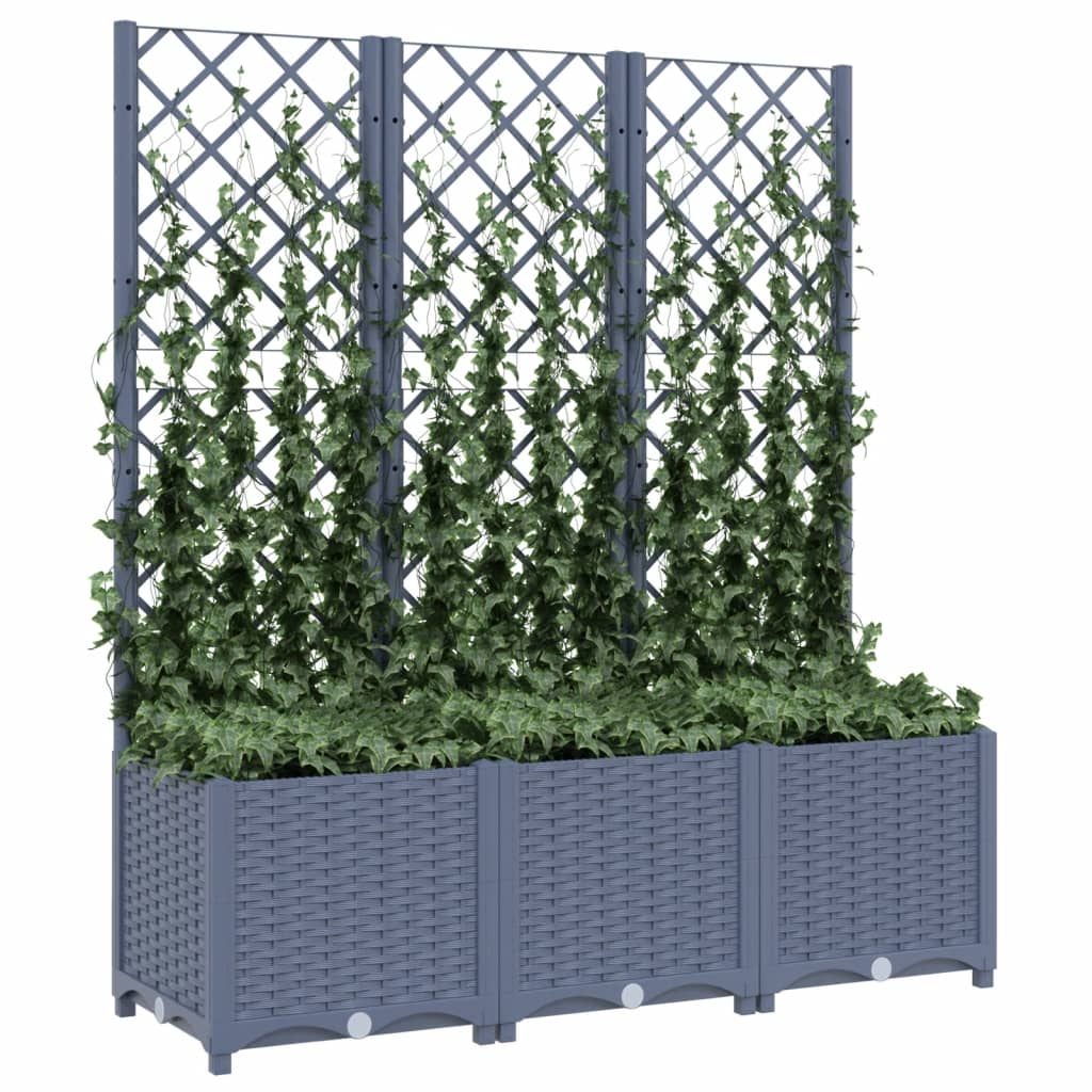 vidaXL Garden Planter with Trellis Dark Gray 47.2x15.7x53.5 PP