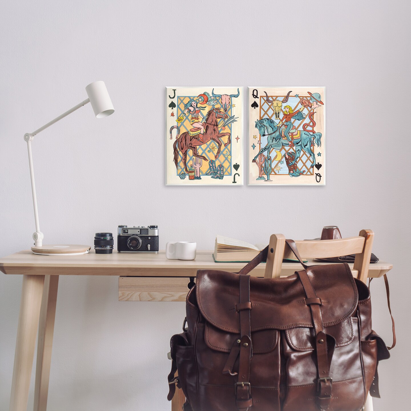 Stupell Industries Western Cowgirl Playing Cards 2pc Wall Plaque Art Set Design by Melissa Wang