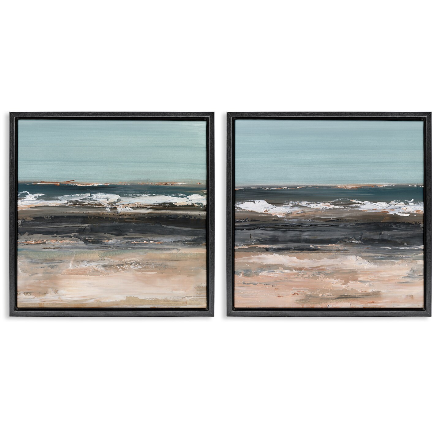 Stupell Industries Summer Waves Abstract 2pc Floater Framed Canvas Wall Art Set Design by Ethan Harper