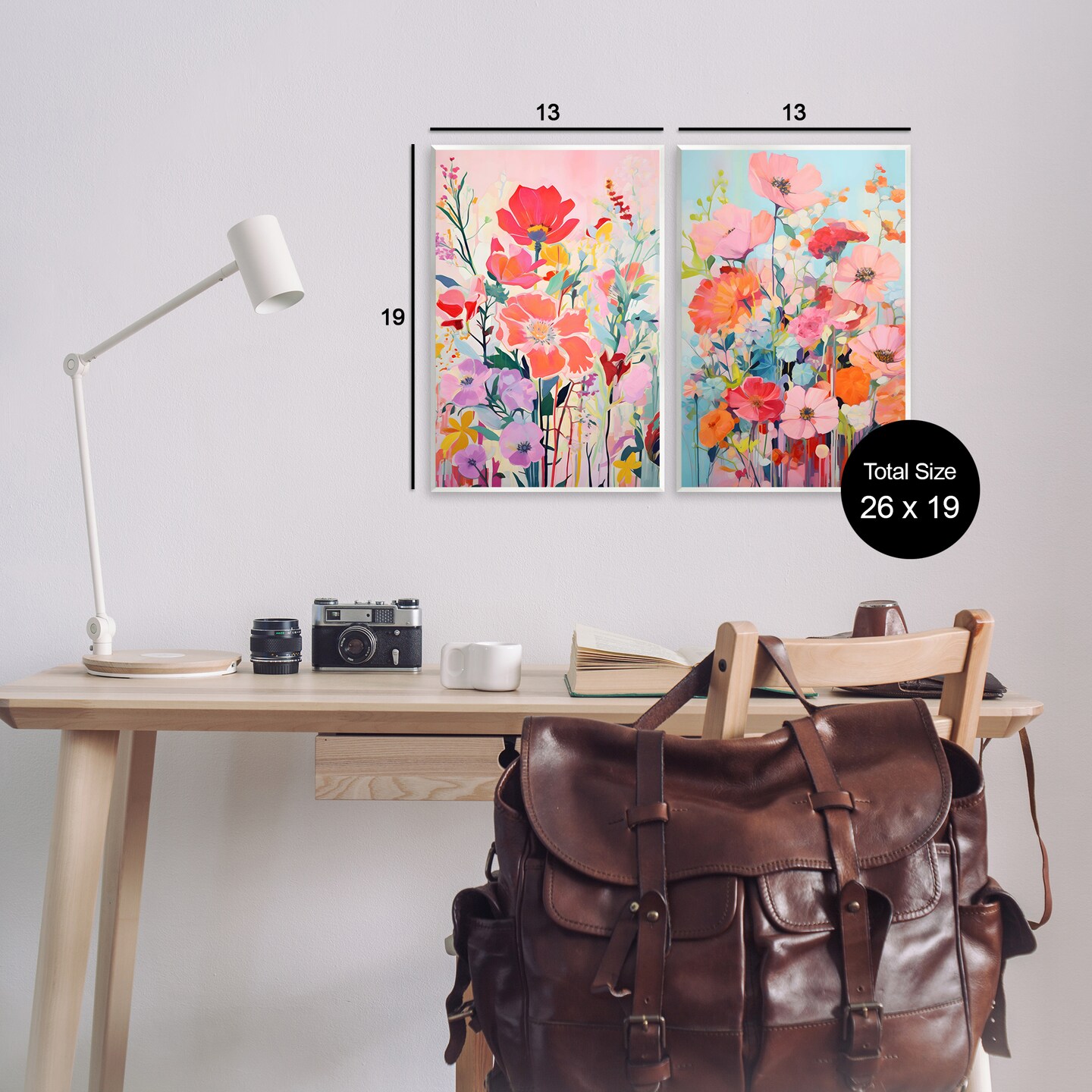 Stupell Industries Bright Contemporary Flowers 2pc Wall Plaque Art Set Design by LSR Design Studio