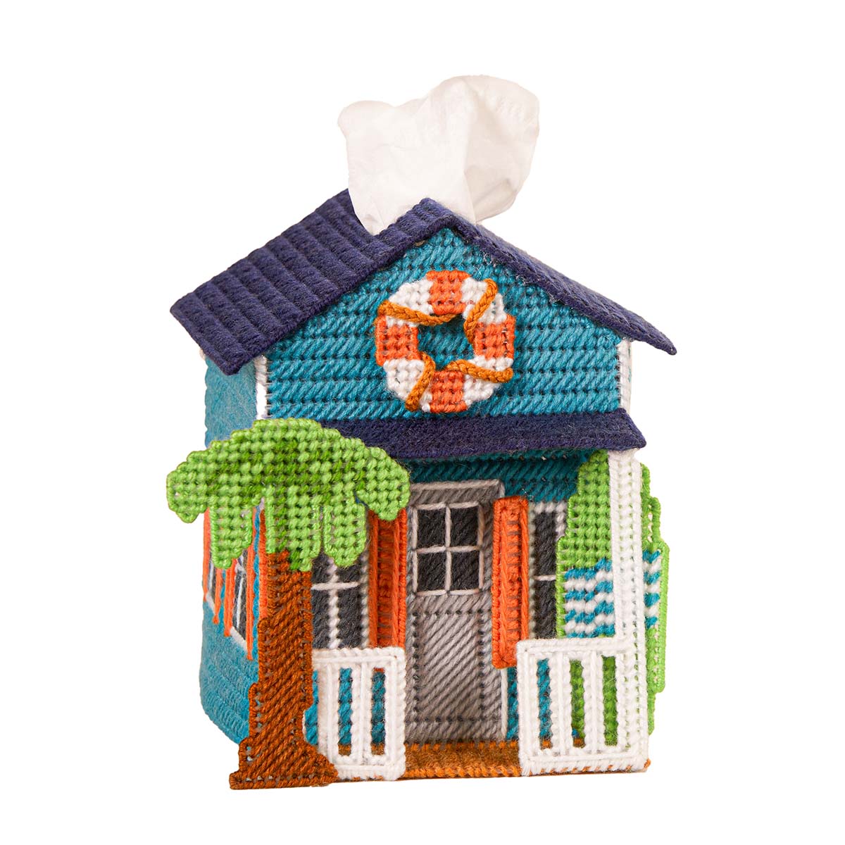 Herrschners  Beach Hut Tissue Box - June Plastic Canvas Kit