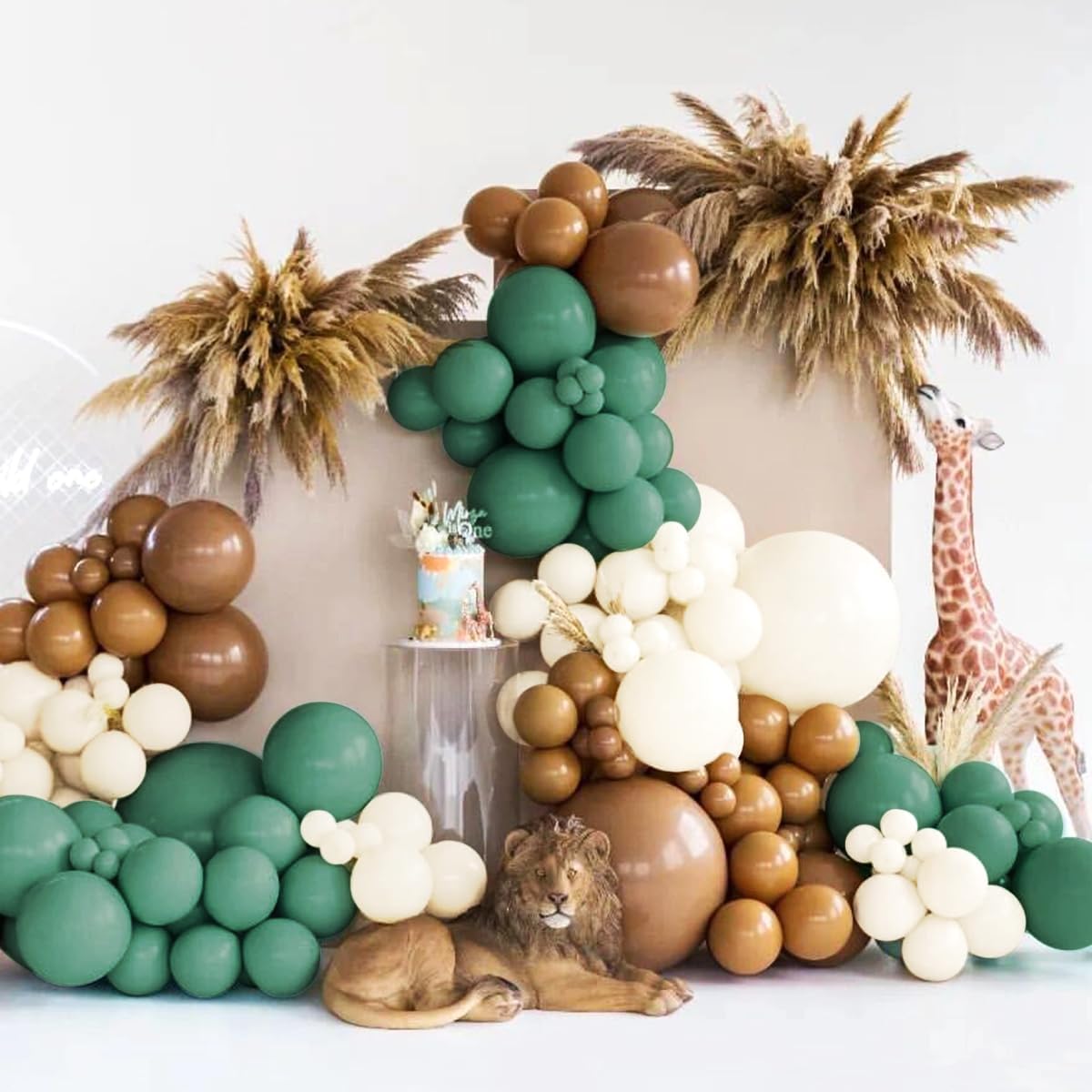 Green White Brown Balloon Garland Arch Kit, 160Pcs Sage Green White Sand Tan Brown Balloons for Birthday Bridal Baby Shower Gender Reveal Party Decorations