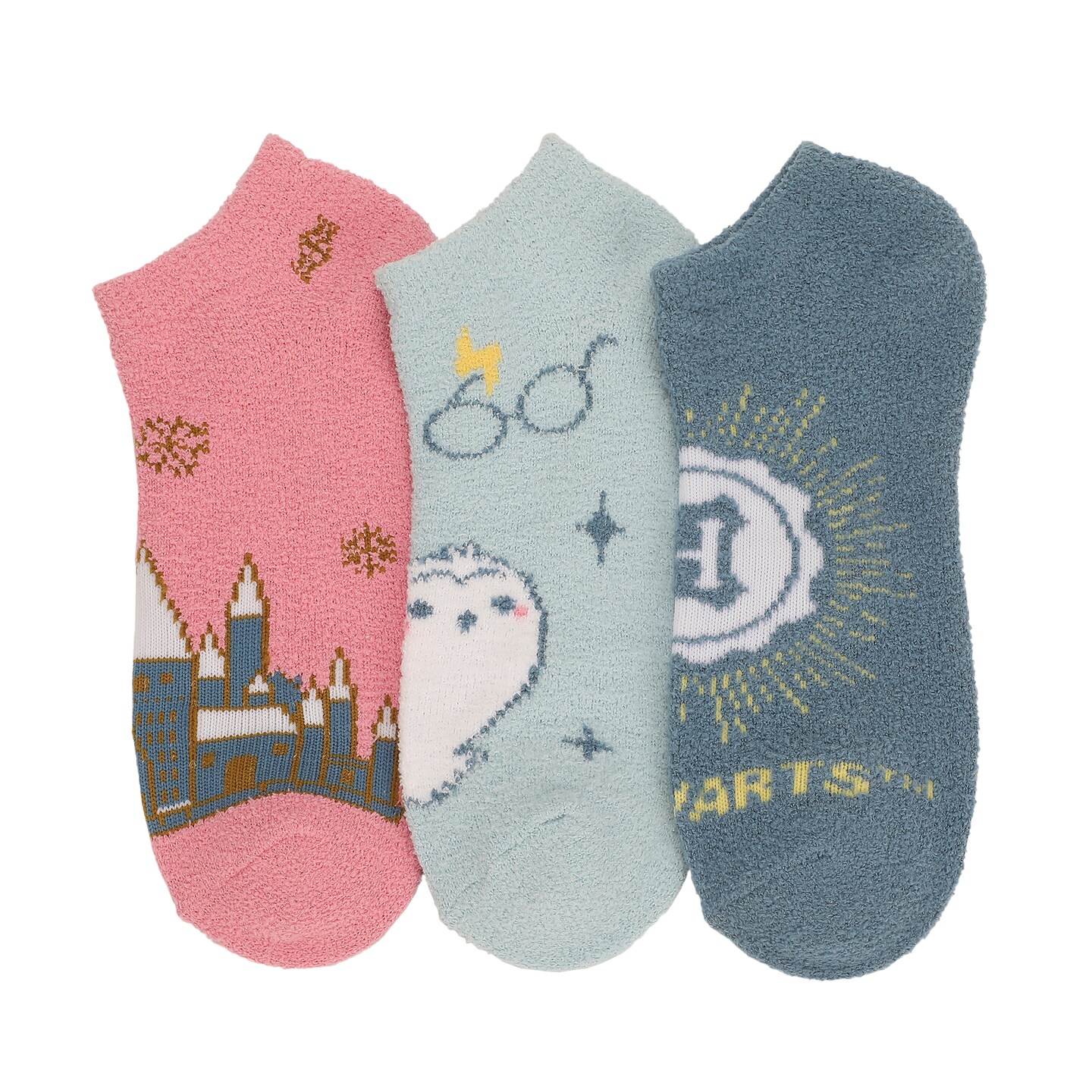 Harry Potter Hogwarts Castle And Hedwig Womens Ankle Socks 3 Pack