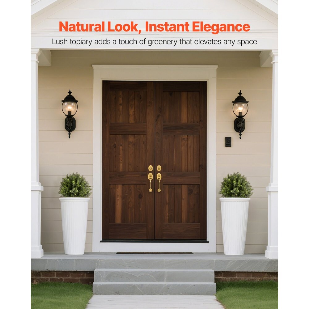 2 Pack 16 Inch Artificial Cypress Topiary Trees with Ground Spike