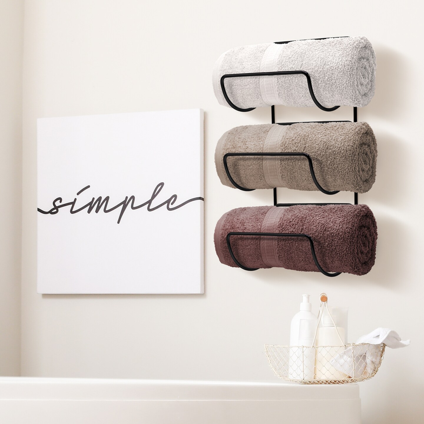 Sorbus Metal Wall Mounted Bathroom Towel Rack - Organizer for Towels, Washcloths, Hand Towels, Linens, Ideal for Bathroom, Spa, Salon