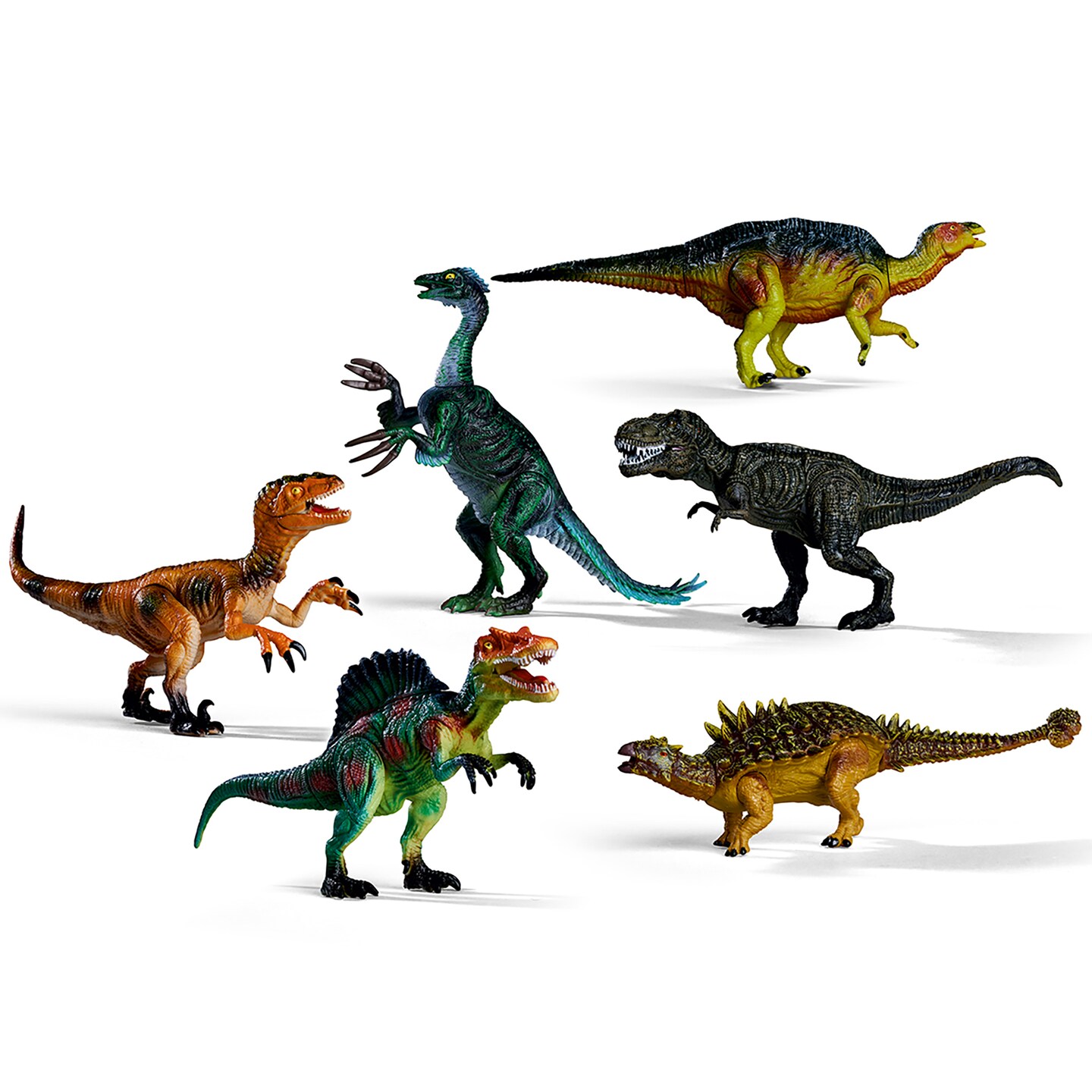 Simba Toys: Dino Set XXL – 6 Large Dinosaur Action Figures, 8-9" Realistic Prehistoric Miniatures, Colorful Animal Toy Playset, Nature World, Kids 3+