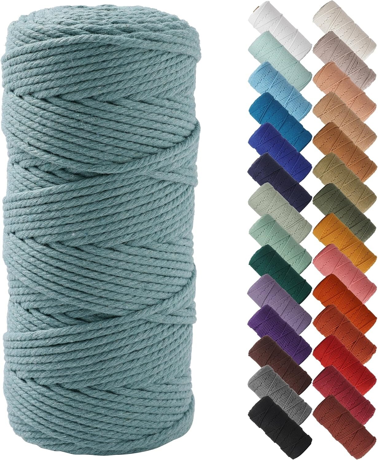 3mm x 109 Yards Natural Macrame Cord, Beige Cotton Rope for Wall Hangings, Plant Hangers, DIY Crafts & Knitting
