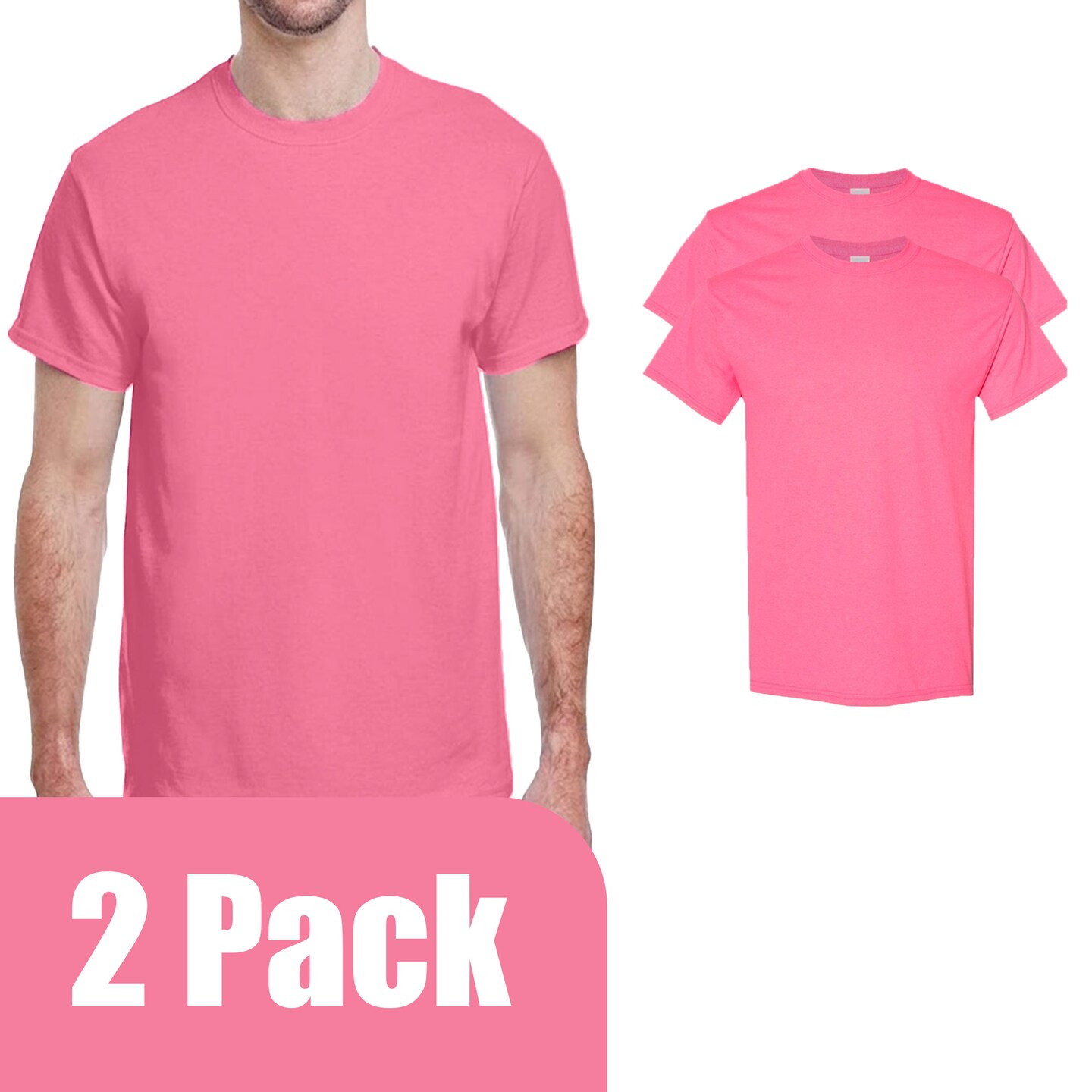 Gildan Unisex Safety Pink Crewneck T-Shirt Blanks for Crafting, Short Sleeve Printing Tee