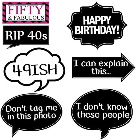 40 Pieces 50th Birthday Photo Booth Party Props