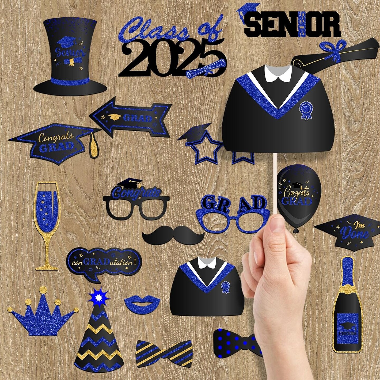 Graduation Photo Booth Props-Blue Class of 2025