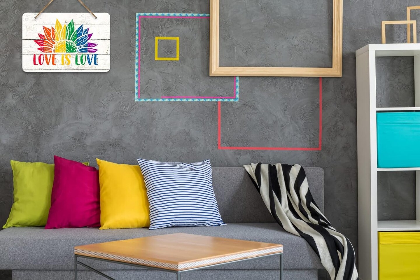 Love is Love Decor Sign 8"x12" Gay Pride LGBTQ Rainbow Door Signs Bisexual Pride Gay Stuff Hanging Signs Gay Lesbian Pride Party Decor Signs for Home Front Door Wreath Porch Wall Decorations