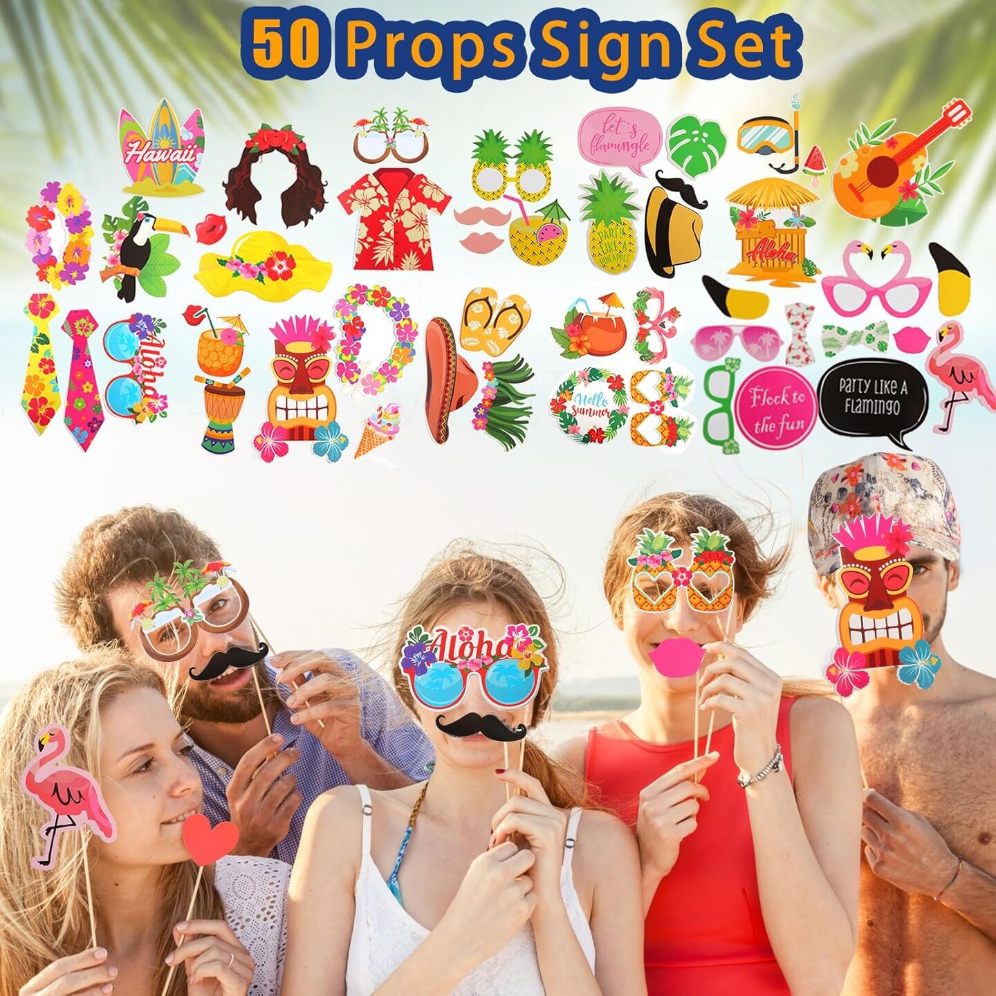 Bulk Summer Hawaiian Photo Booth Props