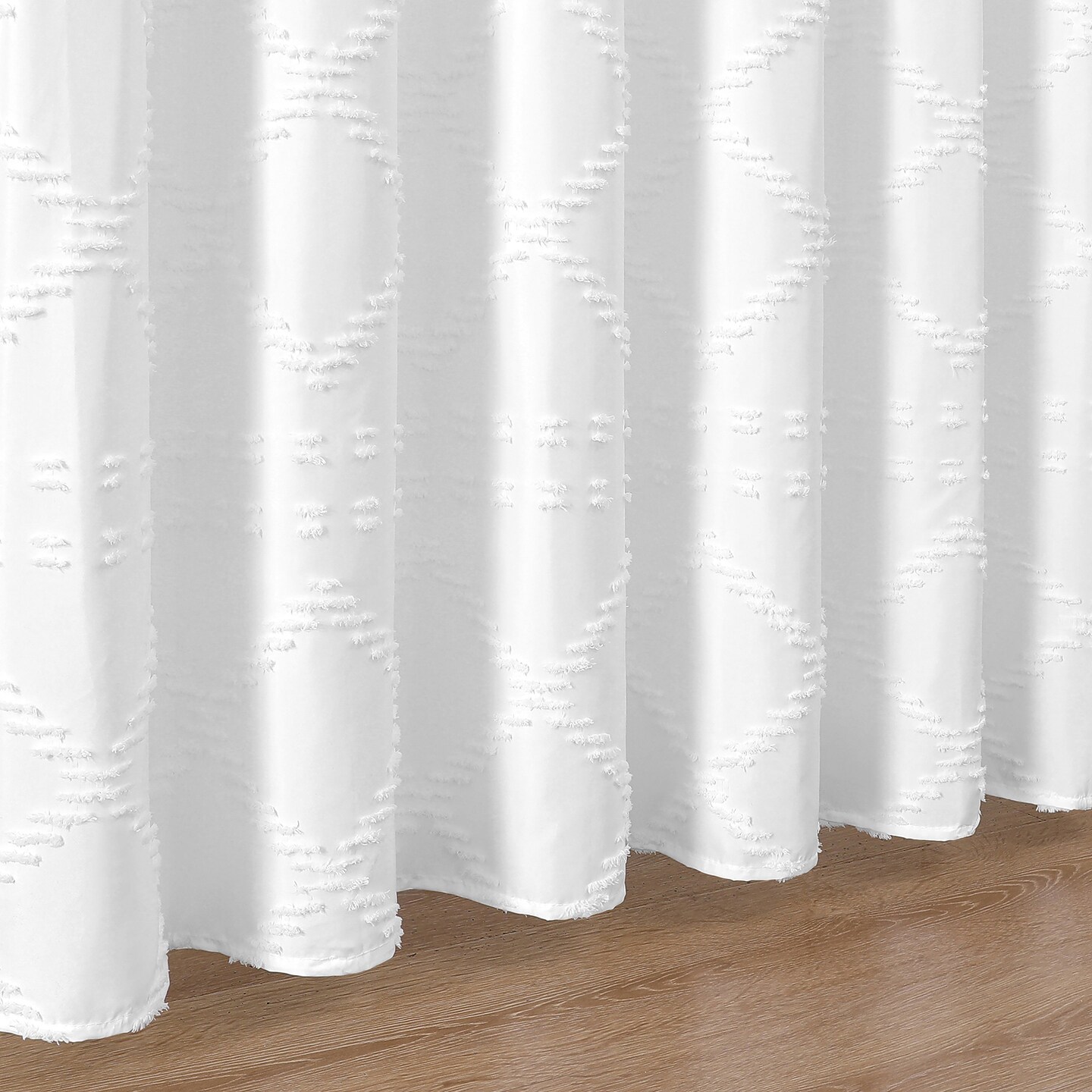 Americanflat 71x71 White Woven Shower Curtain with Tassel And Accents - Includes 12 Grommets and Hooks - 100% Polyester