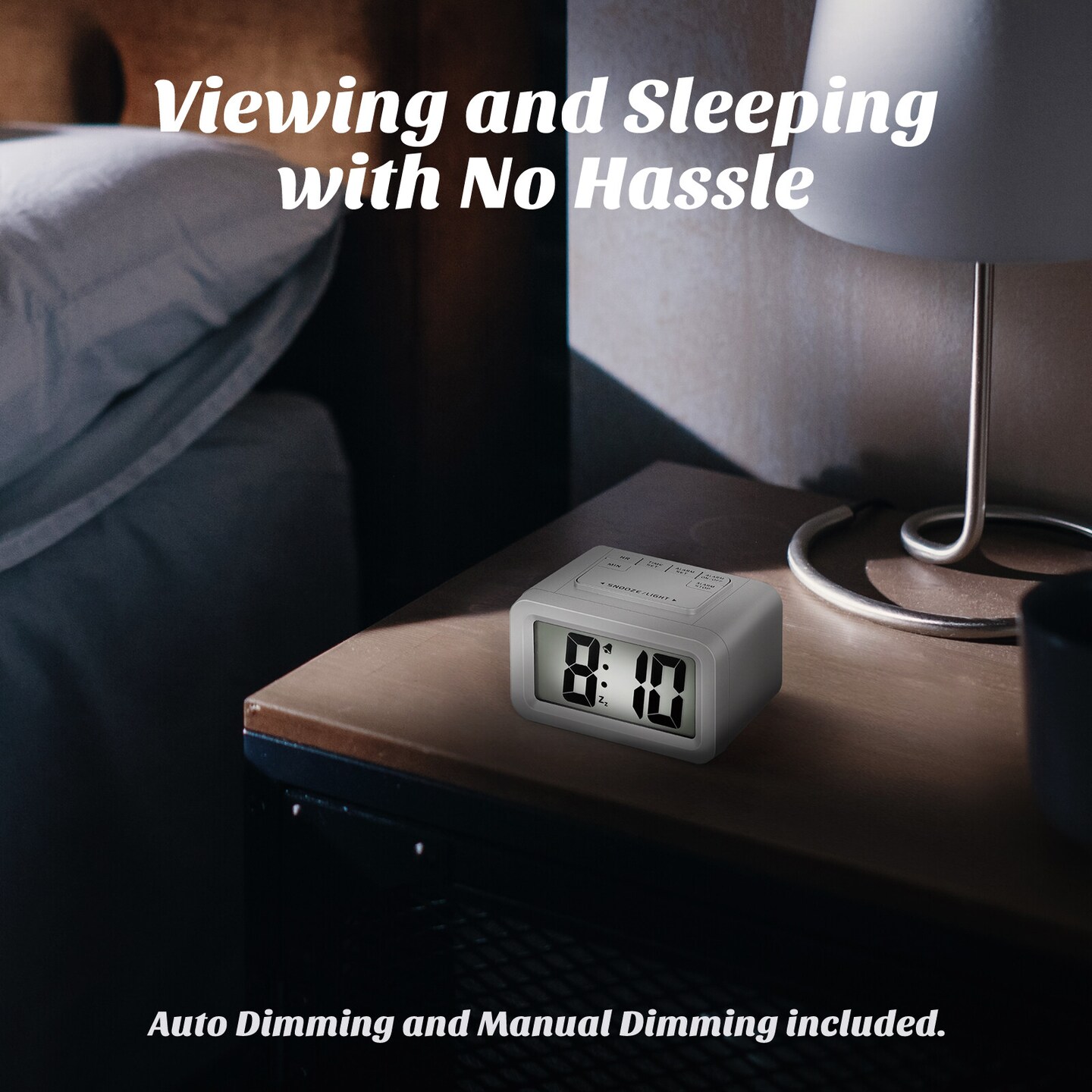 Electric Digital Alarm Clock with LED Large Display, Battery Powered, Backlight & Snooze Function - Lightweight Plastic Design (Requires 2x AA Batteries)