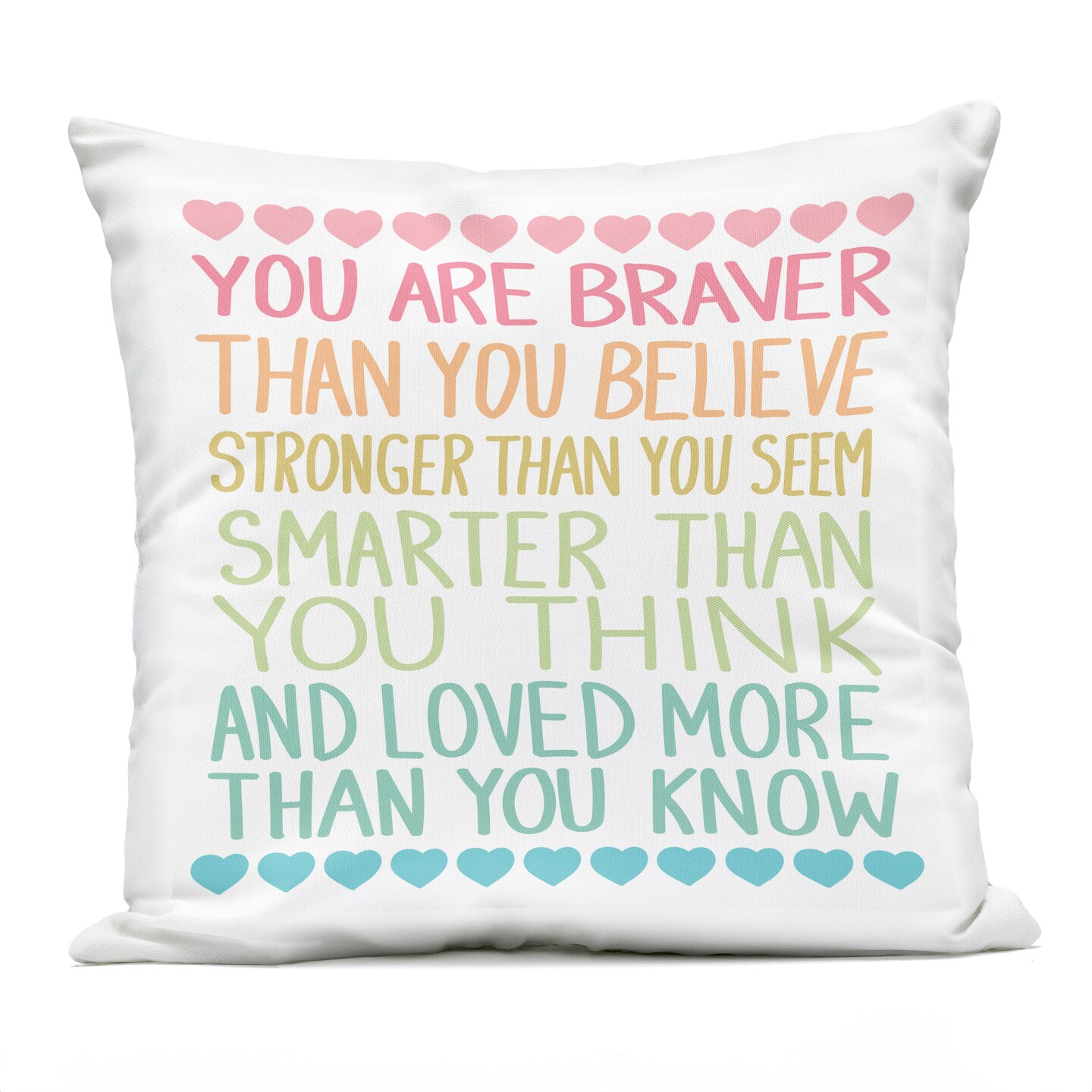 Stupell Industries Rainbow Confidence Phrases Outdoor Printed Pillow design by Sweet Melody Designs, 18 x 7 x 18