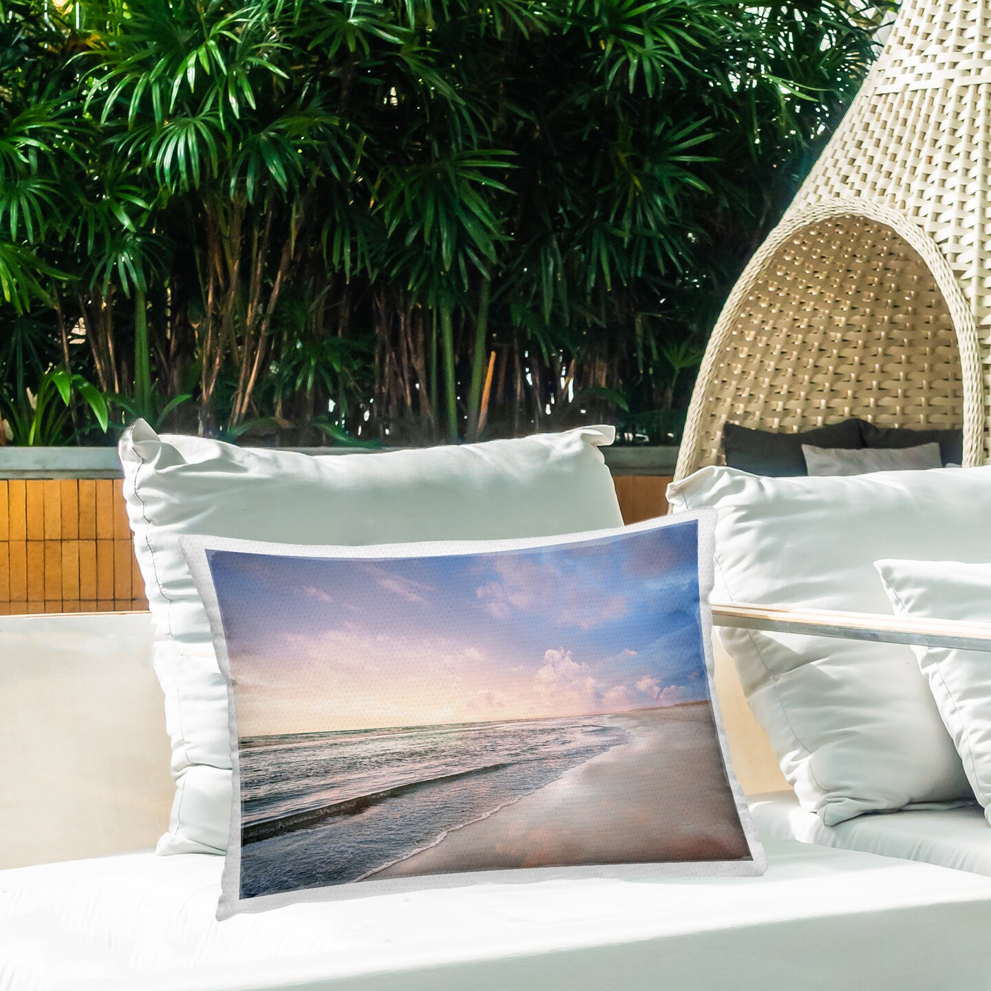 Stupell Industries Receding Beach Shore Outdoor Printed Pillow design by Natalie Carpentieri, 14 x 7 x 20